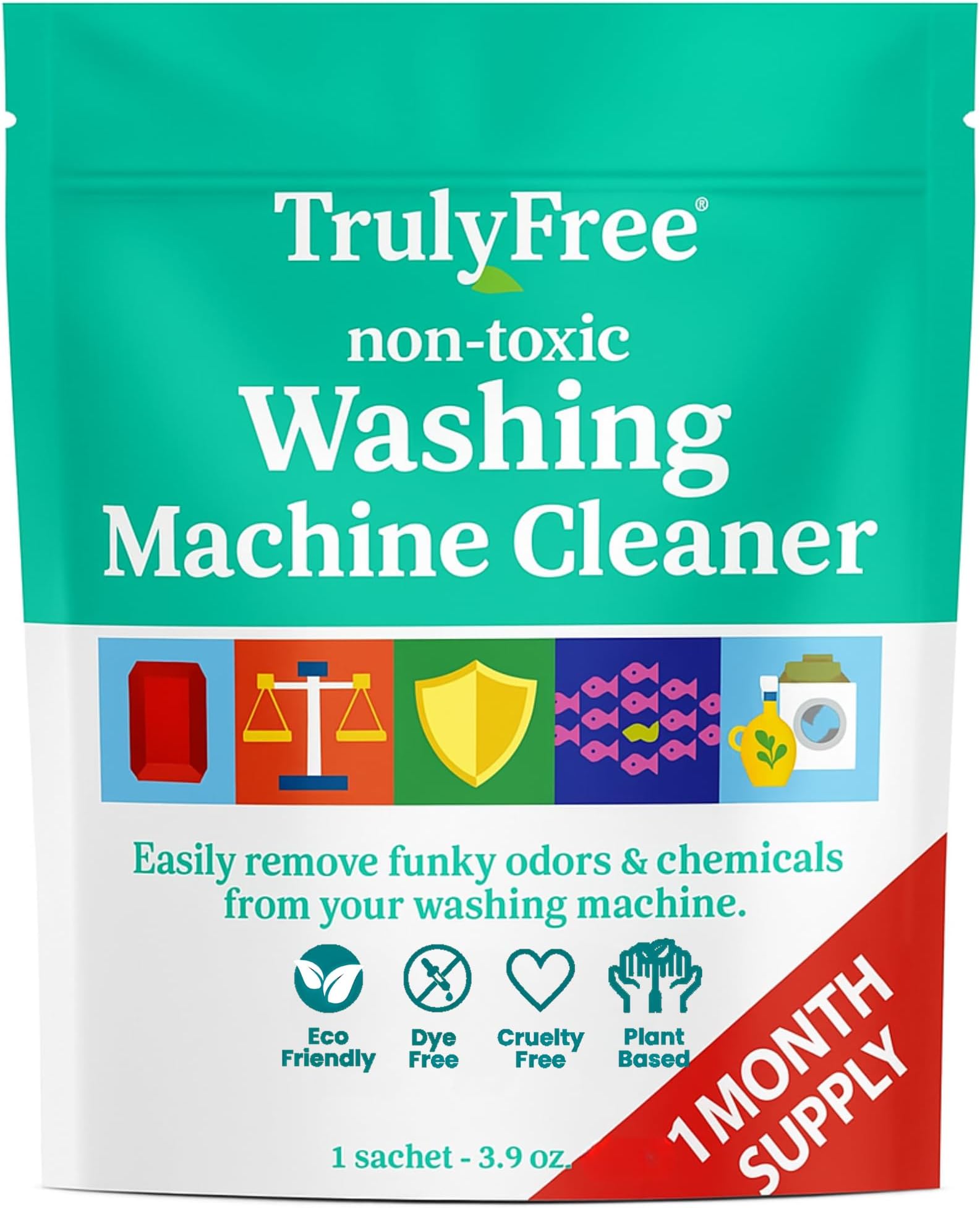 Laundry Washing Machine Cleaner and Deodorizer | Top Load & Front Load Washer Cleaner for Grime, Mold, Odor Remover | Safe for HE Washing Machines & Septic Tanks, Non Toxic, Natural, Clean