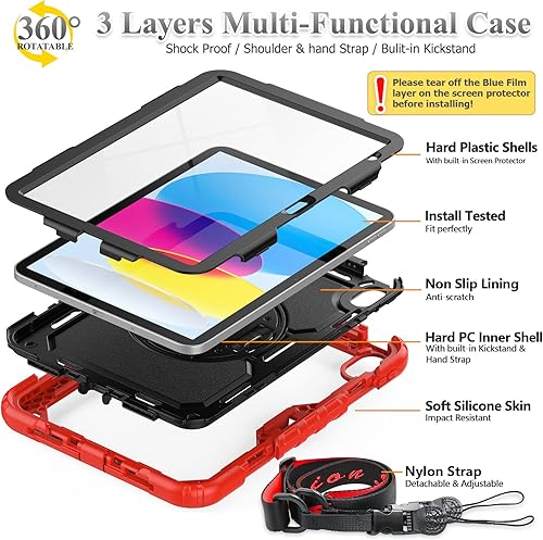 Miniatura 86 de SEYMAC stock Funda para iPad (A16) de 11ª/10ª generación de 11/10.9 pulgadas 2025/2022, funda de protección contra caídas de cuerpo completo