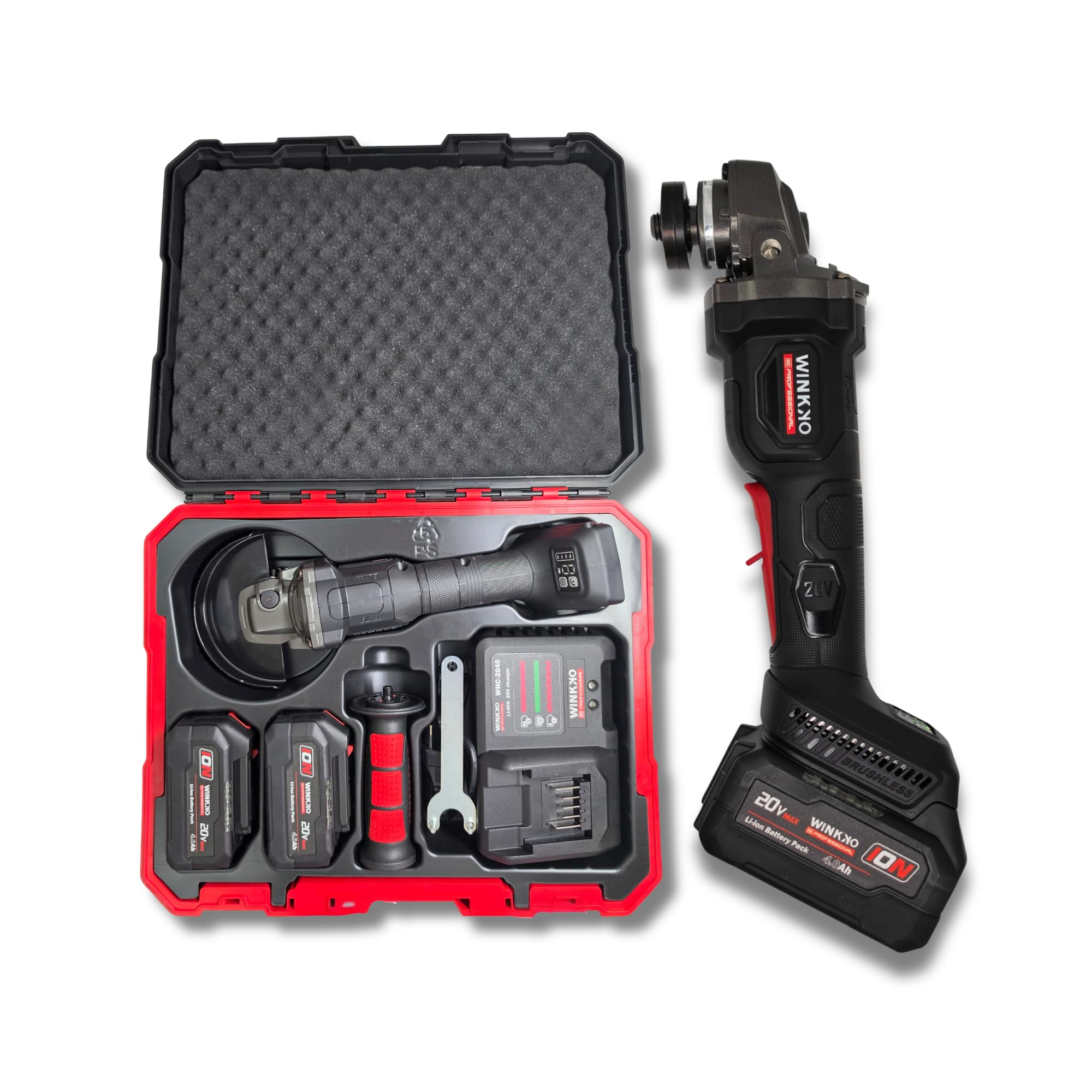 Radial Profesional 20V 4.0Ah M14 125mm con Sensor Giroscópico Anti Kick-Back y Velocidad Variable Amoladora Angular