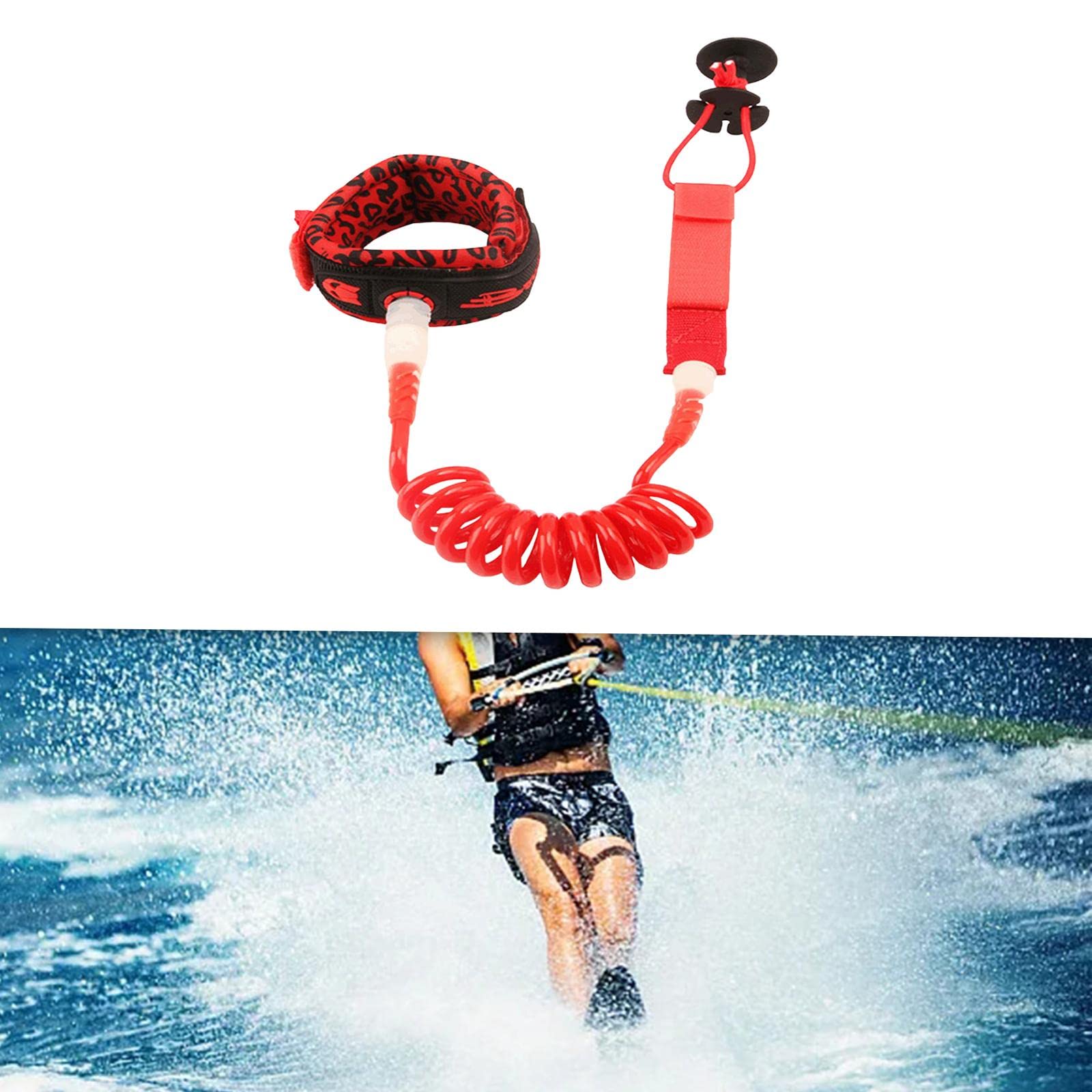 Oshhni Surf Leine Sicherheitshandseil Universelles weiches elastisches Beinseil Surfleine für Shortboard Kajakfahren Schwimmen Bootfahren Zubehör, Rot