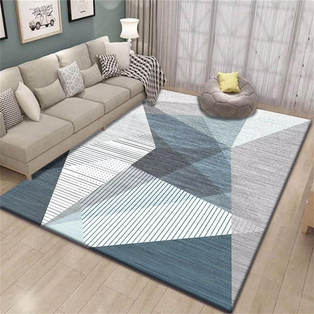 Carpette salon géométrique bleue pour sublimer votre espace de vie 120x160