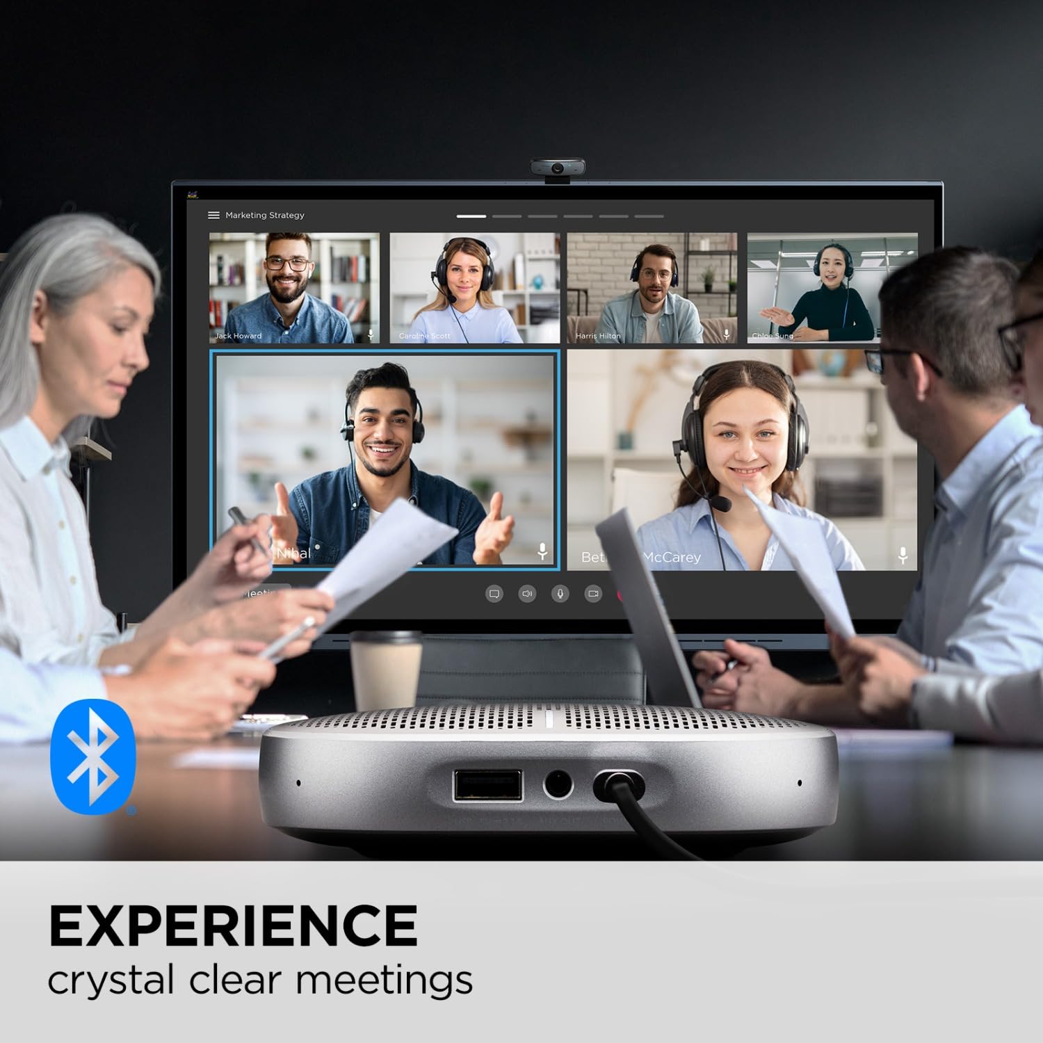 ViewSonic Converse VB-AUD-201 Tragbare Konferenz-Freisprecheinrichtung, Bluetooth 5.0, UAC-2 USB-Audio-Schnittstelle, integrierter Akku, 360-Grad-Sound-Tonabnehmer