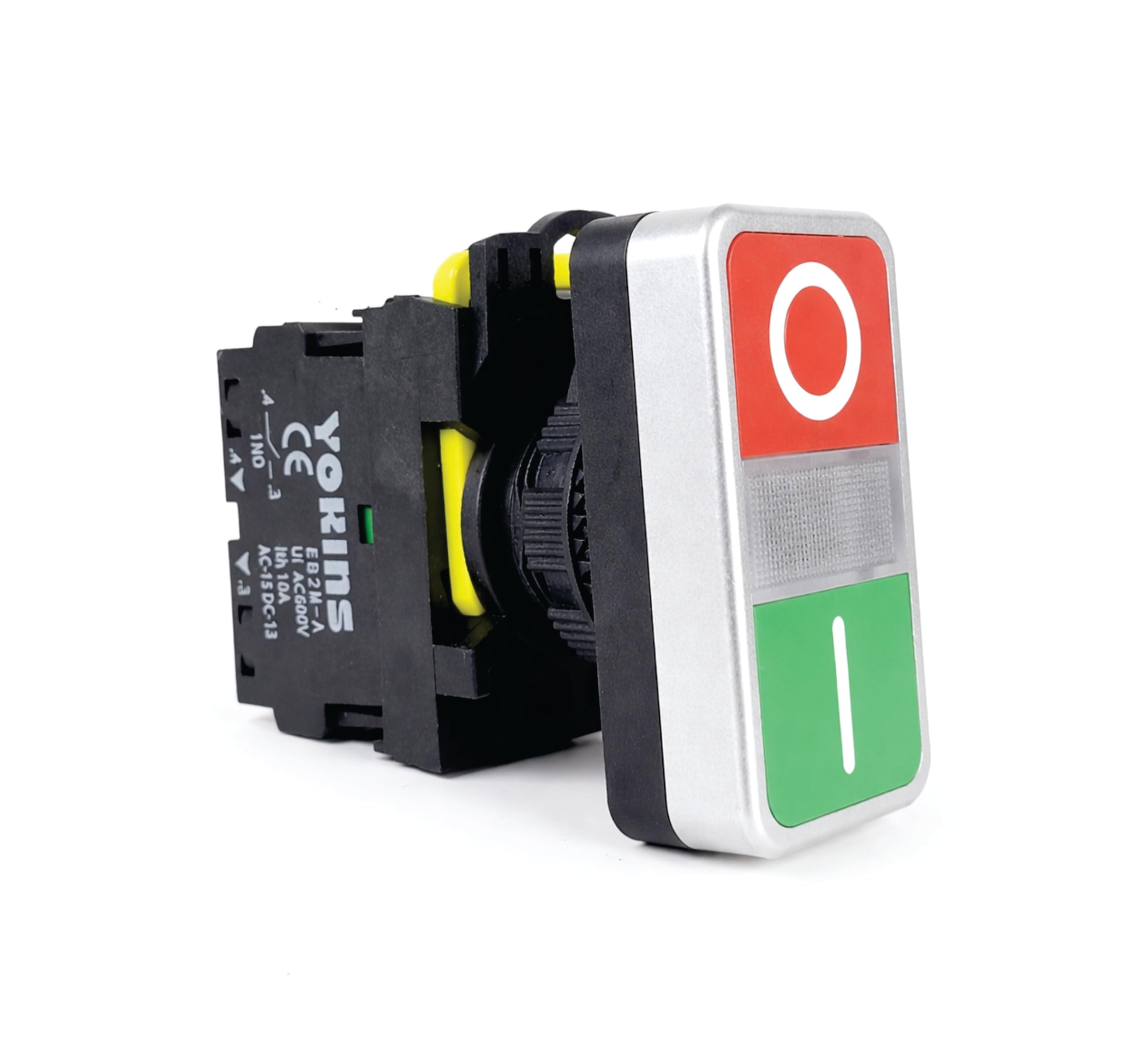 YOKINS EB2M-A-11-PDRG Illuminated ON-Off Push Button Switch 1NO + 1NC, 22.5mm Twin Double Start Stop Control Switch for Electrical Panels, Heavy Duty Industrial Push Button-image-6