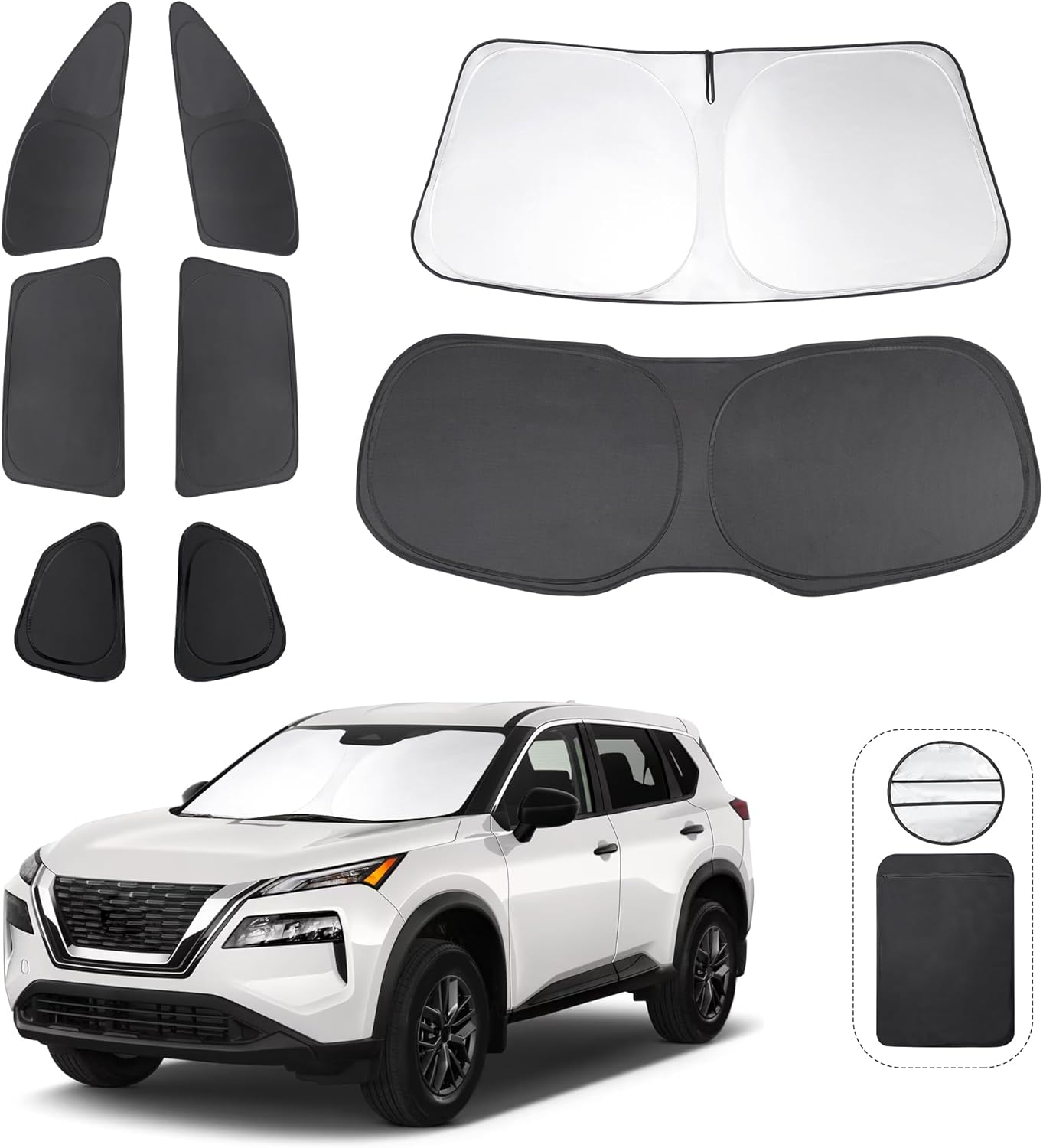 Window Shades for Nissan Rogue 2021-2024 2025(NOT for Rogue Sport) Accessories Car Side Full Windows Cover Camping Rear Triangular Windshield Sun Shade Sun UV Rays Privacy Protection 8PCS Nissan Rogue 2021-Present-NOT Rogue Sport