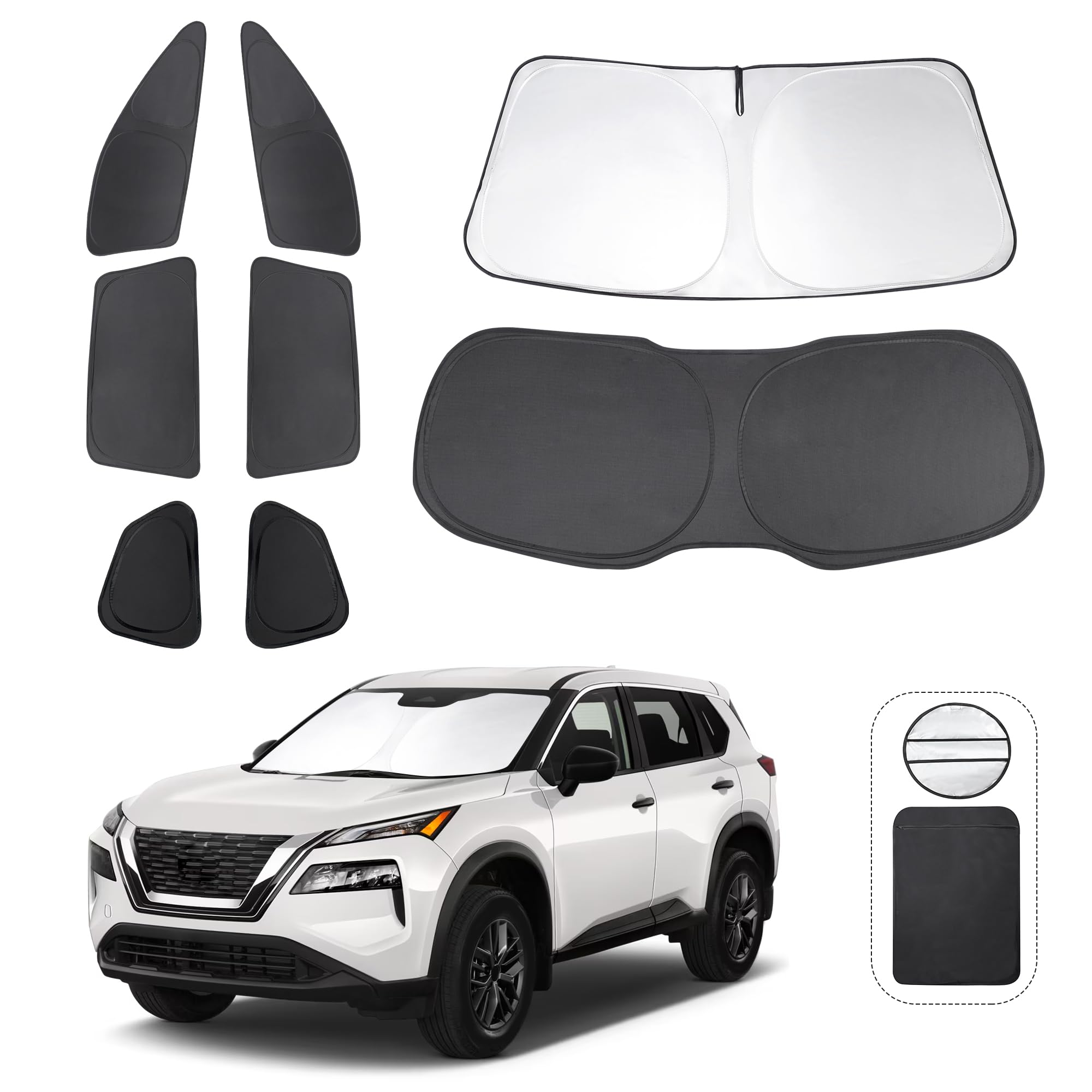 Window Shades for Nissan Rogue 2021-2024 2025(NOT for Rogue Sport) Accessories Car Side Full Windows Cover Camping Rear Triangular Windshield Sun Shade Sun UV Rays Privacy Protection 8PCS