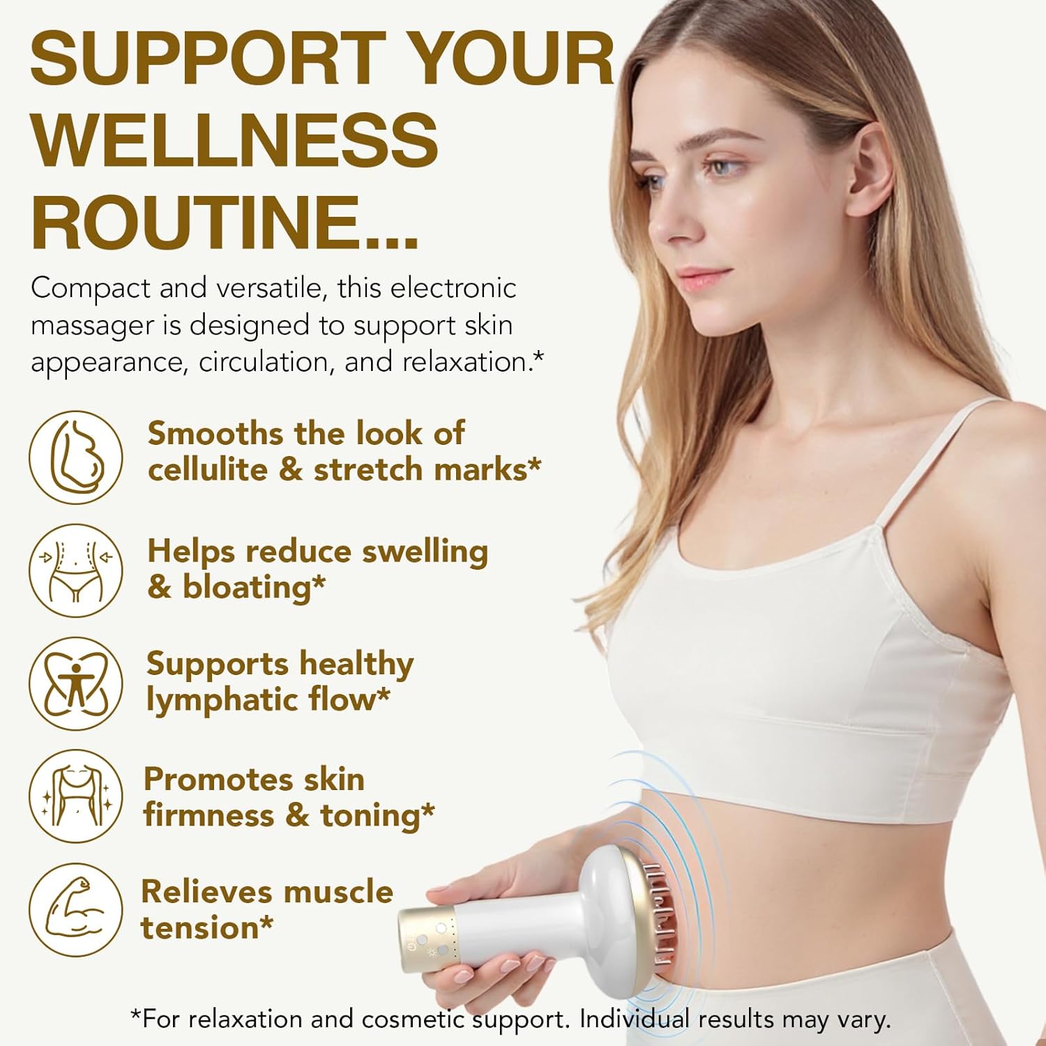 Lymphatic Drainage Massager & Anti Cellulite Massage Tool, Reduce Stretch Marks & Cellulite, for Legs, Arms & Belly, Body Sculpting Machine with Microcurrent, Light, Heat & Vibration - Image 4