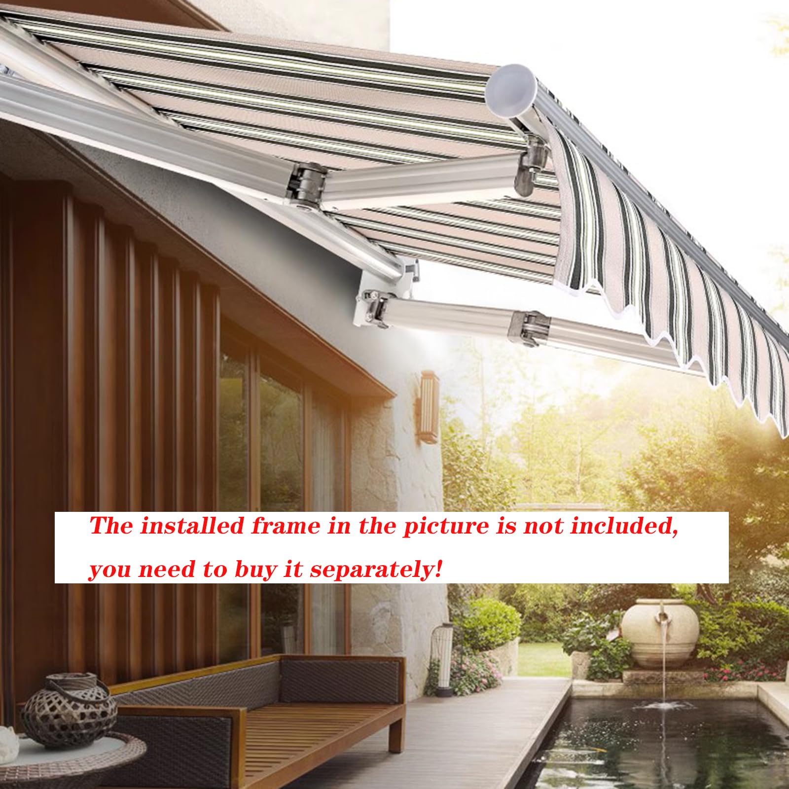 Tenda parasole retrattile per esterni, per giardino, terrazza e cortile, impermeabile, ricambio in tessuto per pergola (dimensioni: 3,2 x 2,4 m)