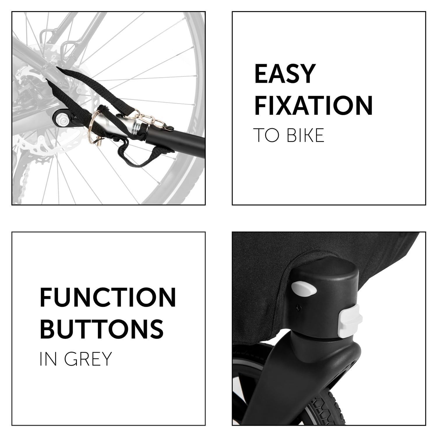 hauck Rimorchio Bici Bambini e Passeggino Dryk Duo - Da 6 Mesi a 120 cm o 22kg - Carrello Bicicletta Rimorchio con Gancio Traino, Ruota, Bandiera, Luce - Pieghevole, Portaoggetti XL - Grigio melange