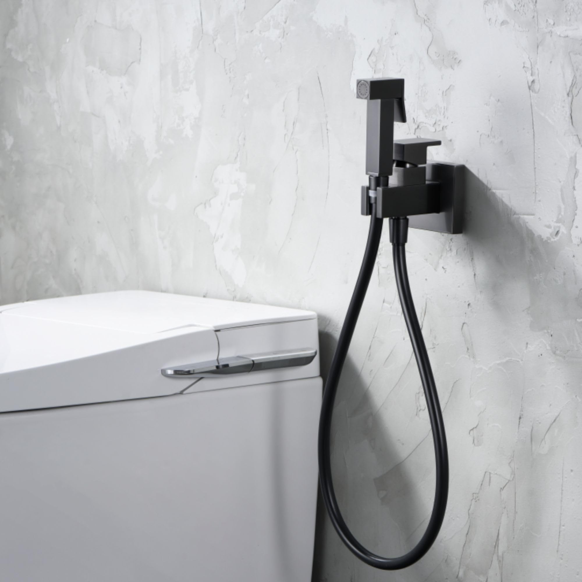 IMEX - Ducha Bidet Agua Fría y Caliente Color Negro | Grifo Bidet Empotrado para WC Black Gun Metal | Ducha Higiénica Monomando para Inodoro | Grifería Sustituto de Bidé | Serie Irlanda