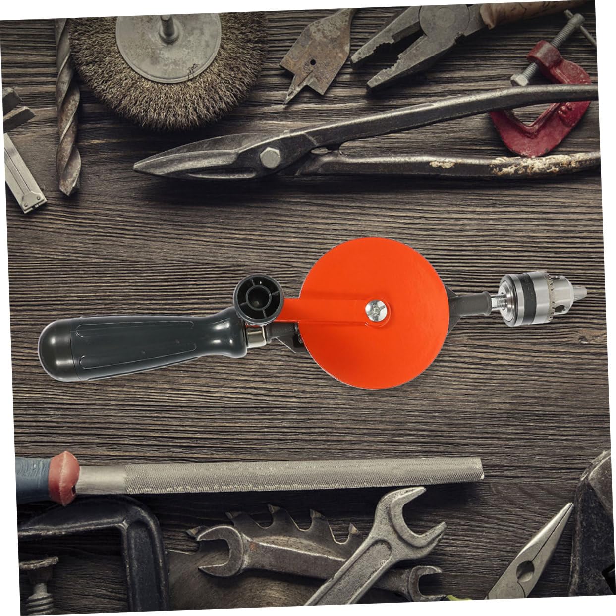 Trapano Manuale in Acciaio 3/8 Pollici, Controllo Manuale e Precisione per Fori nel Legno, per Studenti e Modellismo