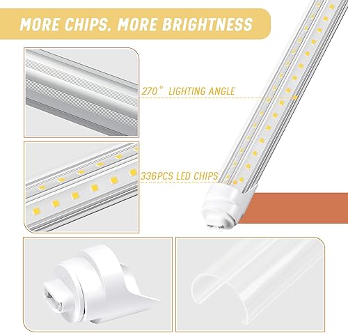 Miniatura 5 de ELEKICO Bombilla LED de 8 pies, luz LED de tienda de 8 pies en forma de V R17D, bombillas LED de 8 pies 6000K 75W 9500LM, luz de tienda de 8 pies,