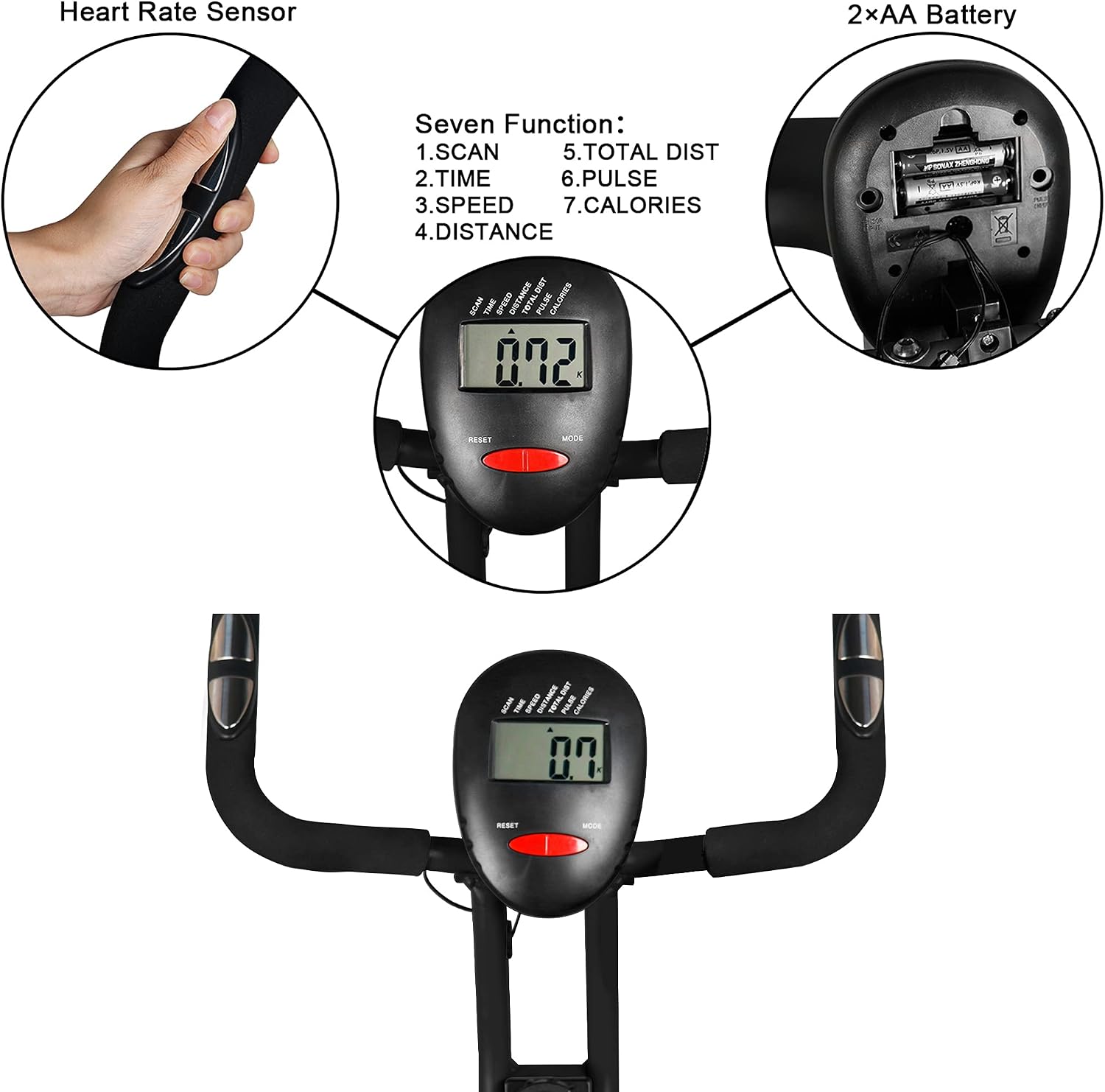 LAZZO Indoor Folding Magnetic Slim Exercise Bike | Bundle Includes Larger Soft seat,Remote Control Placement Holder,8-Levels Adjustable Resistance,Perfect for Home Use| Bear 250 lbs