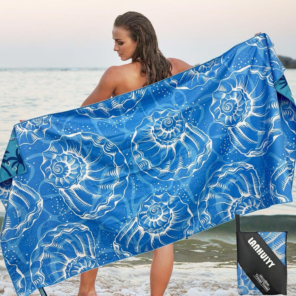 LANHUIYY (180 x 80 cm, grande telo da spiaggia, per sport, viaggi, yoga, campeggio, spiaggia, palestra, in microfibra (K-06, 80 x 180 cm)