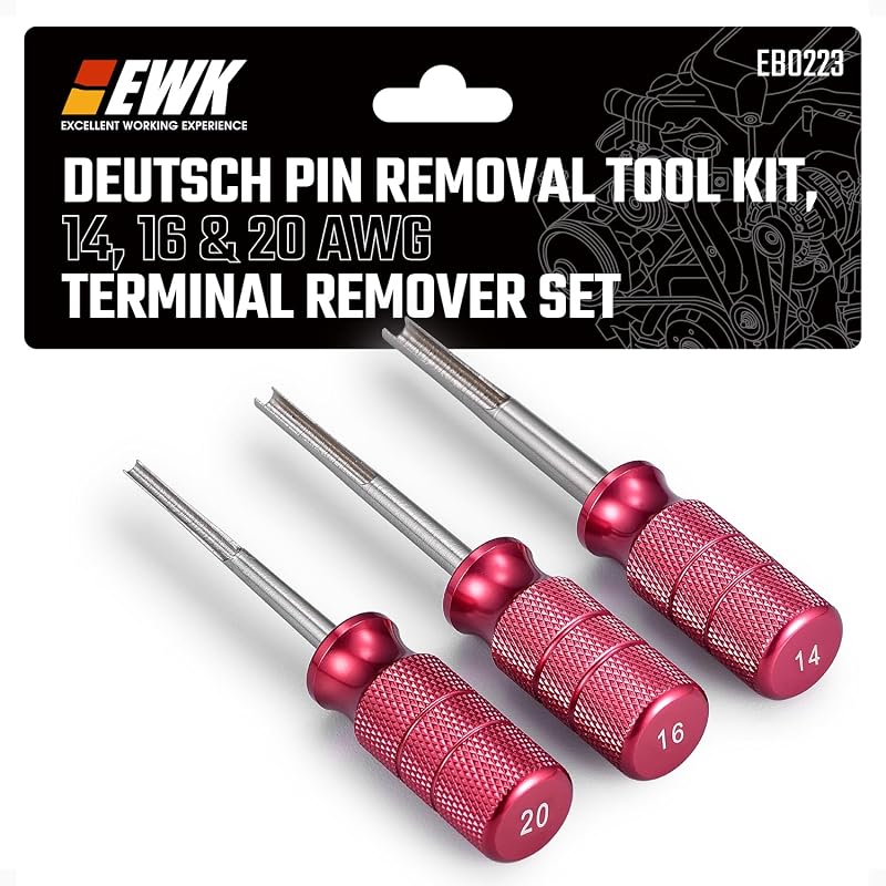 Kit de Ferramentas para Remoção de Terminais Deutsch EWK EB0223 para Conectores DT e DTM, 14, 16 e 20 AWG, 3 Peças