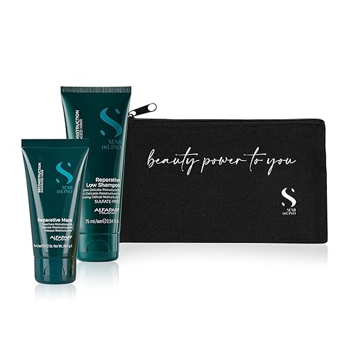 Alfaparf Milano Semi di Lino Reconstruction - Juego de tamaño de viaje reparador champú y máscara sin sulfatos para cabello dañado repara y fortalece