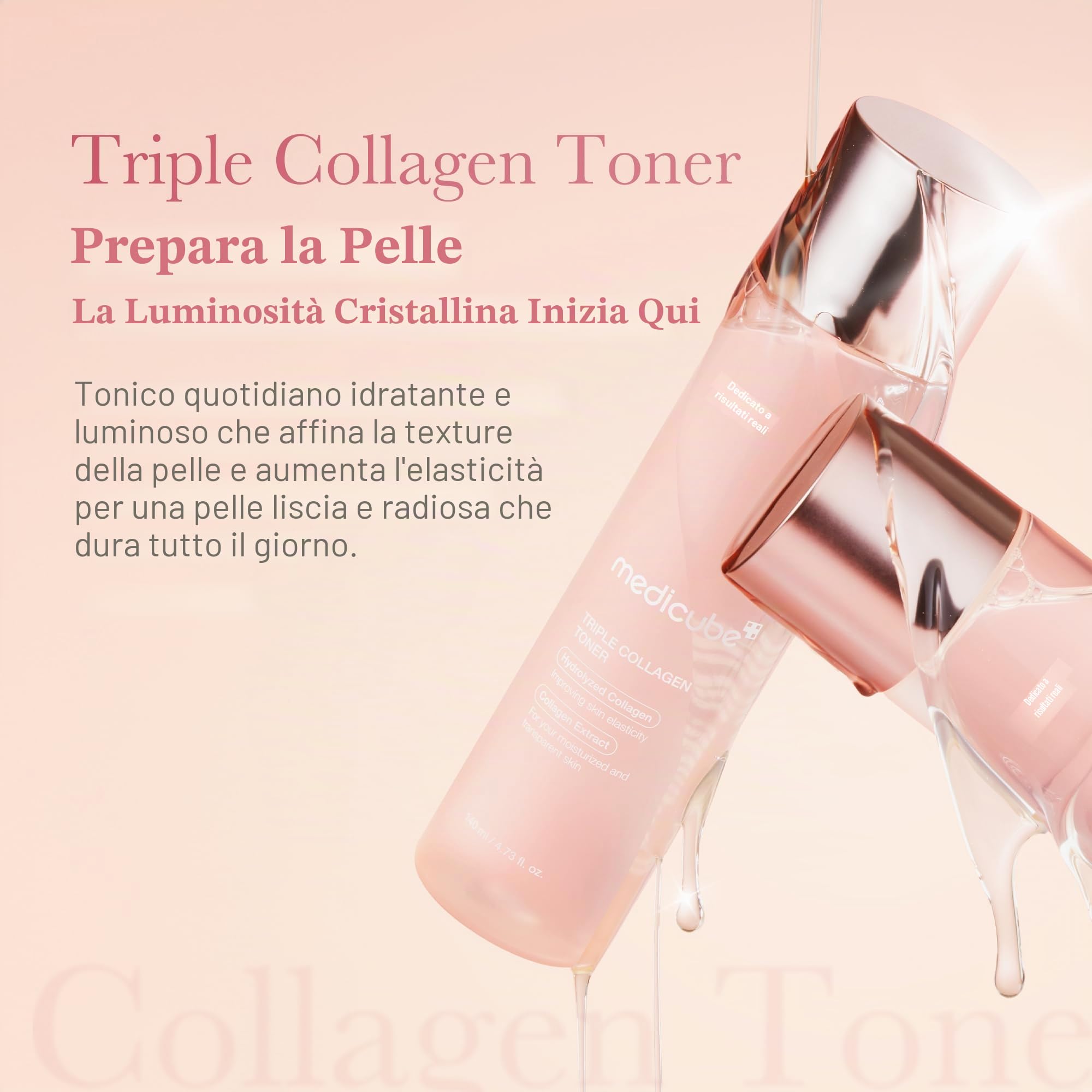 medicube Toner A Triplo Collagene Idrolizzato, Atelo E Collagene Solubile Per Un'Idratazione Profonda E Una Pelle Rimpolpata, Formula Ad Assorbimento Rapido (4,73 Fl.Oz.)