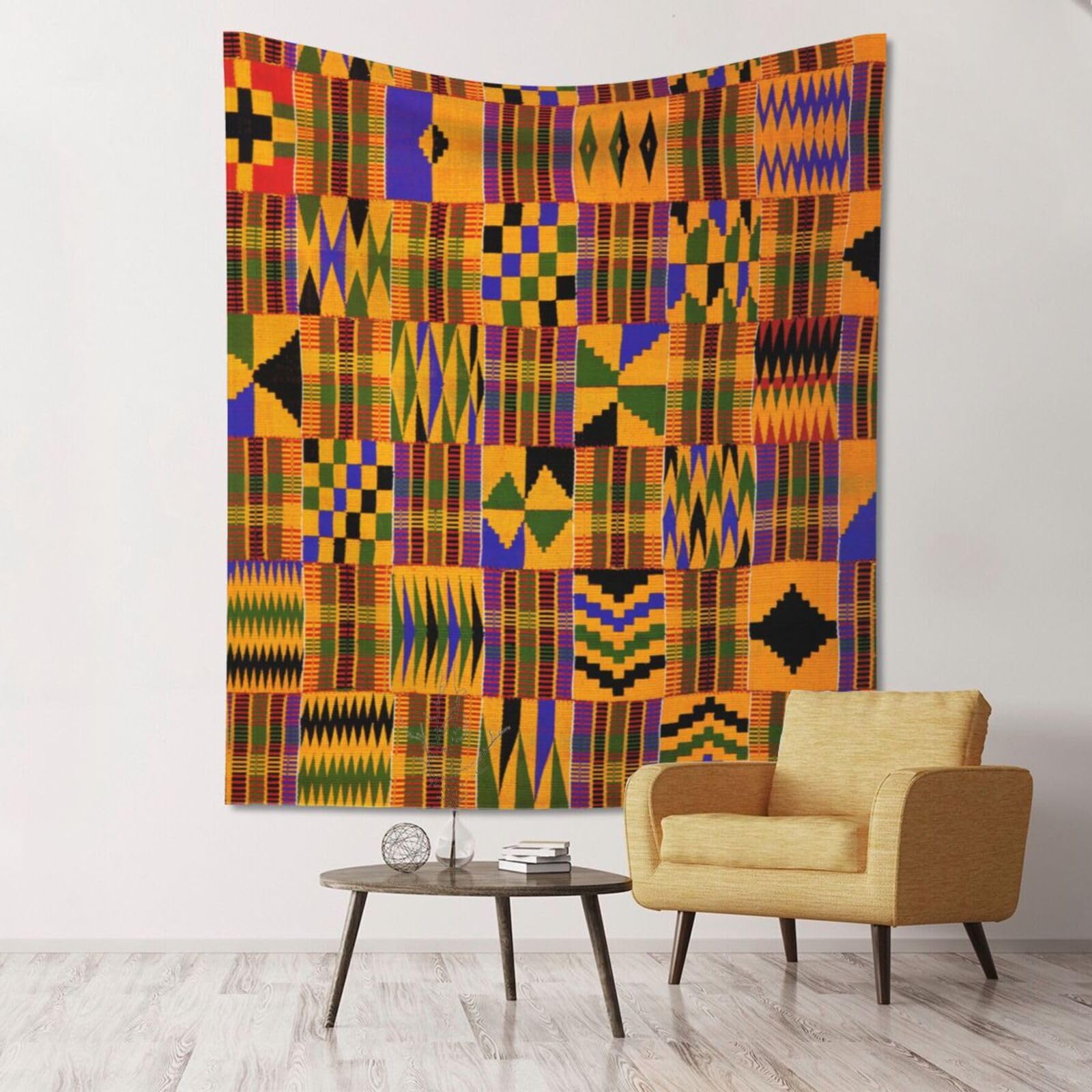 WKSGDSG Large Wall Hanging, Machine Washable Tapestry For Dorm Room, African Tribal Ethnic Texture, Lightweight Polyester Wall Art For Bedroom Living Room, 152x130cm