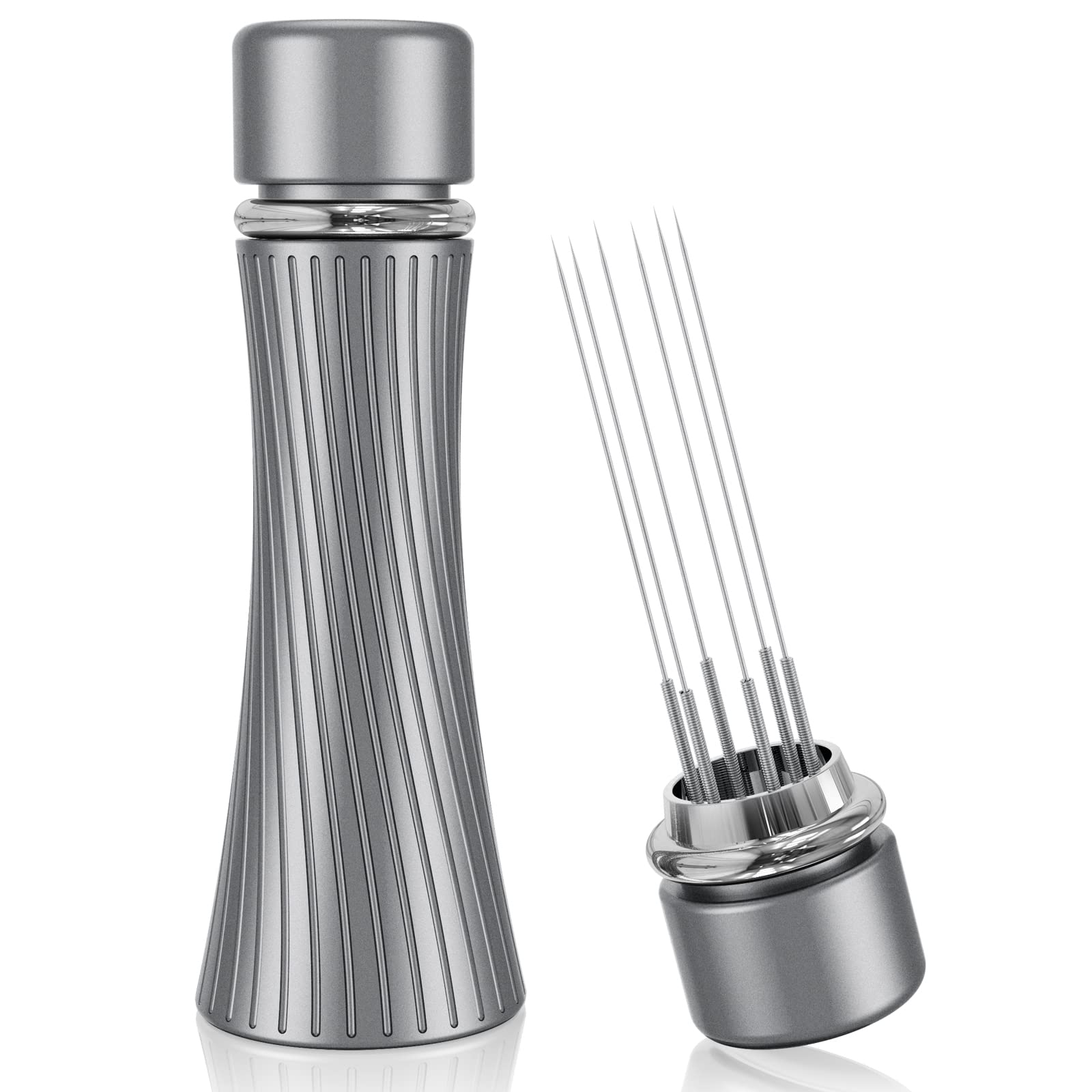 WDT Espresso Tool, Espresso distribution Tools,6+6 Needles 0.4mm Espresso Coffee Stirrer, Aluminum alloy material Handle with Stand