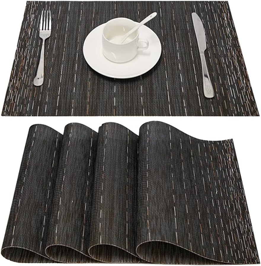 PVC Linens Placemats for Table Set Plaid Table Mat Placemat Napkin in Kitchen Accessories Cup Wine Mat Coaster Pad (Color : D, Size : Set of 4)