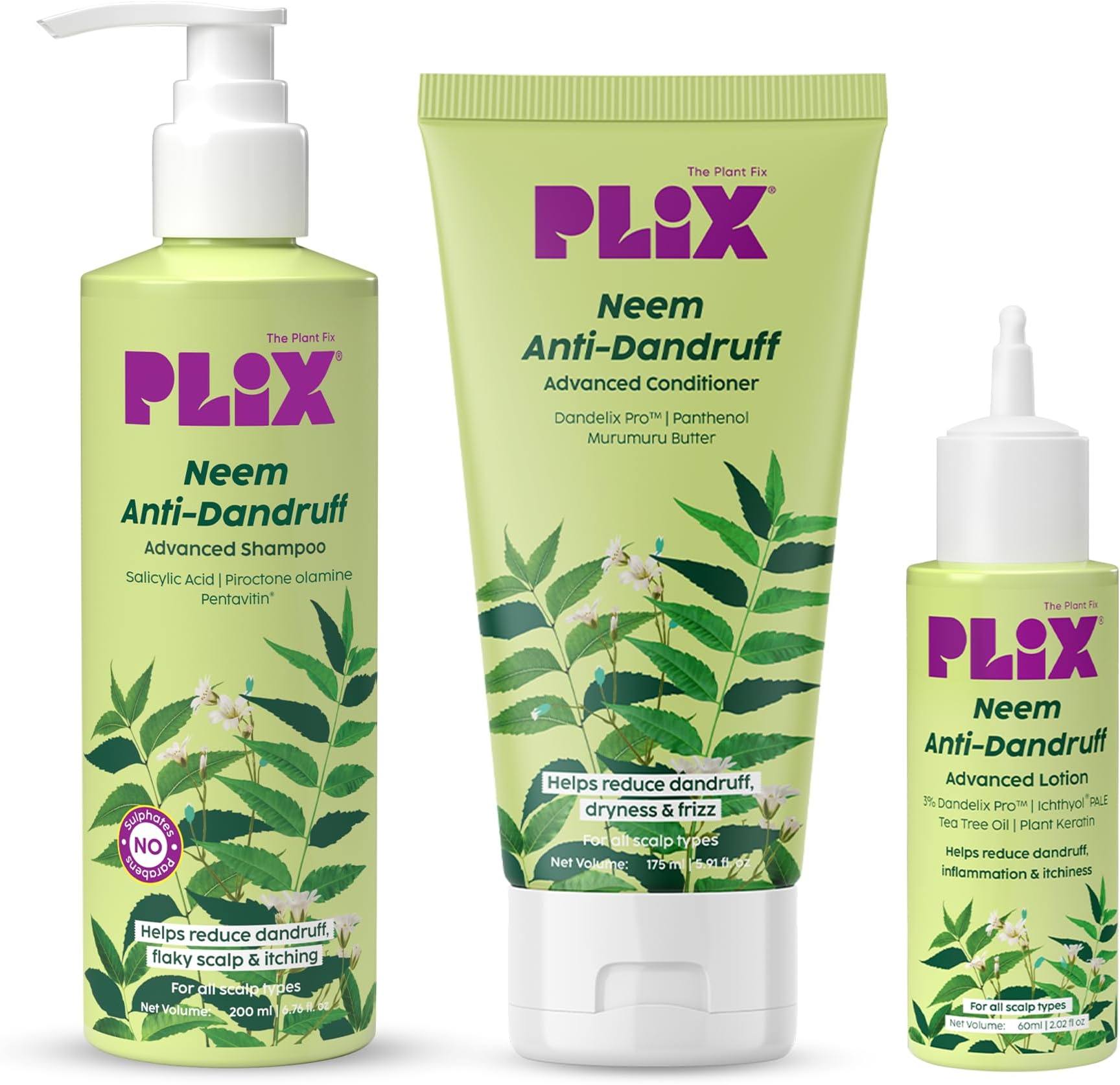 Neem Anti-Dandruff Advanced Combo| Shampoo 200ml, Conditioner 175ml & Lotion 60ml |