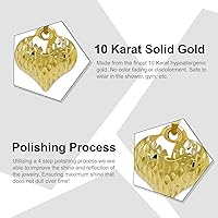 Vista 3 de Charm America - Dije de corazón inflado de oro - Oro de 14/10 quilates - Colgante de corte diamante pulido - Joyas 3D - Ideal para regalos