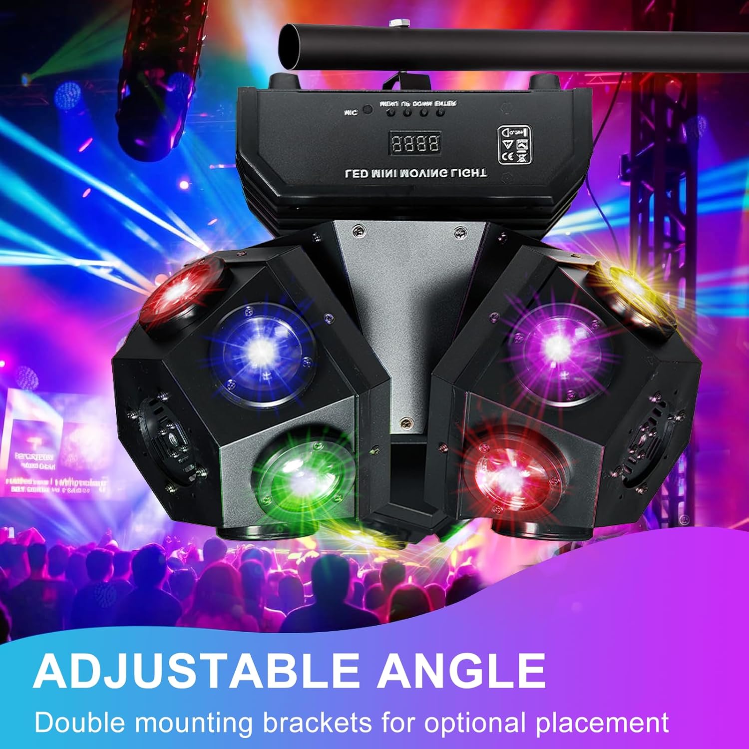 3 Head Moving Head Lights, 18 LED Stage DJ Lighting, DMX/Remote Control Sound Activated for Stage, Party, Live, DJ, Bar, Disco Lighting