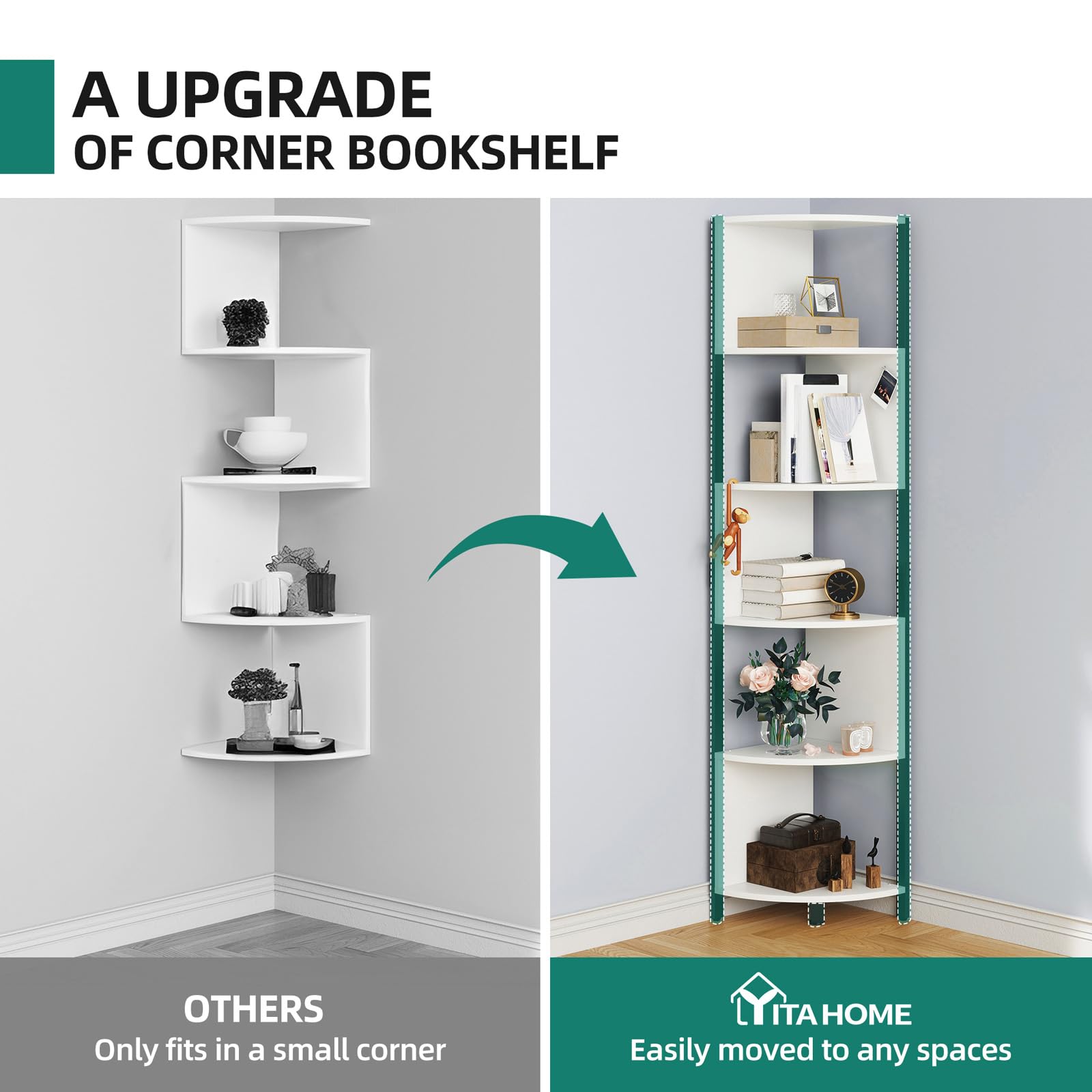 YITAHOME 6-Tier Corner Shelf, 68.8