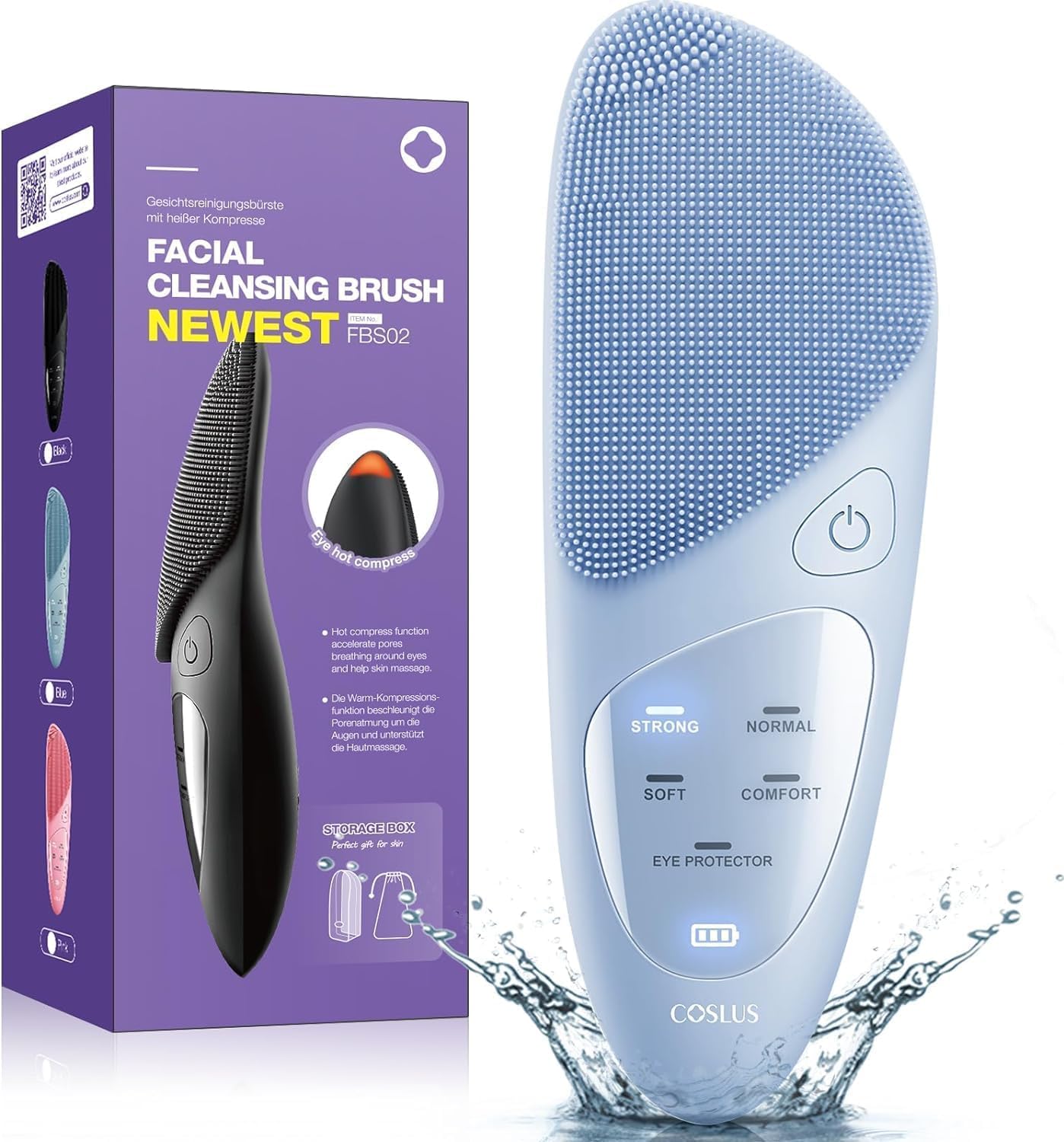 COSLUS Facial Cleansing Brush Silicone Face Scrubber: Waterproof Rechargeable Face Wash Brush, 4 Cleansing Modes, Electric Face Exfoliator for Men Women Cleaning, Exfoliating