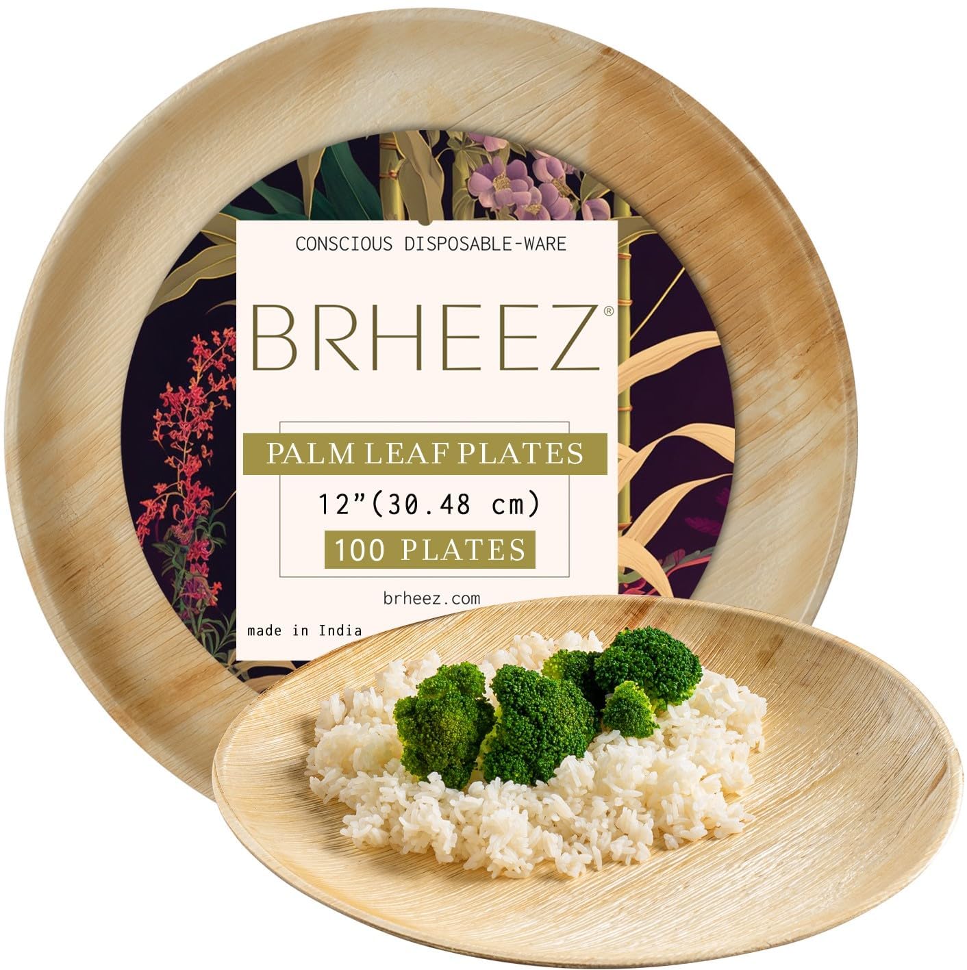 Buy brheez Palm Leaf Plates 100 Ct (12 Inch) Eco Friendly