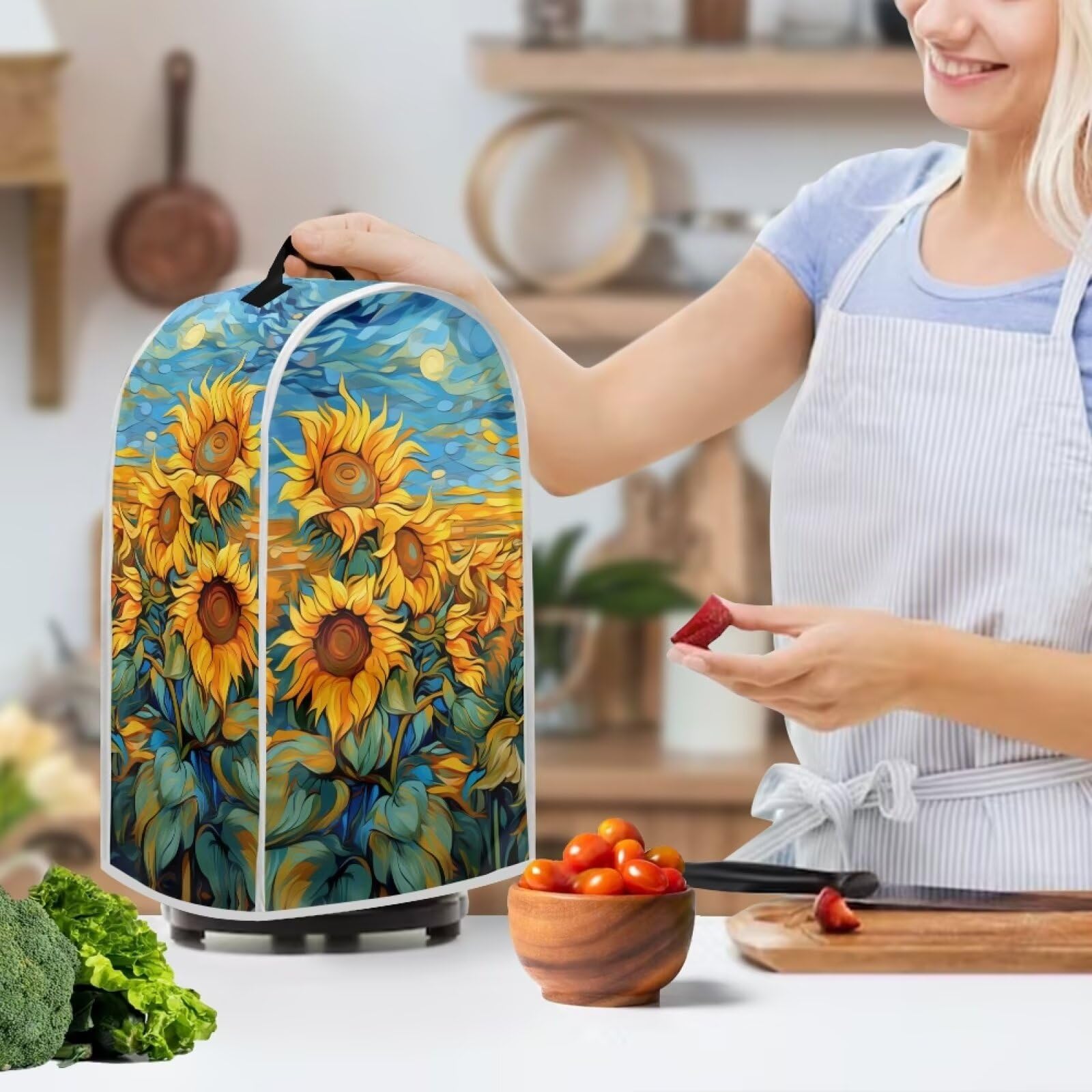 YUVAMAGIMO Sunflower Blender Dust Cover Fingerprint Resistant Polyester Stand up Coffee Maker Cover Machine Washable Kitchen Appliance Stain Resistant Cover for Juicer Holiday Home Decoration