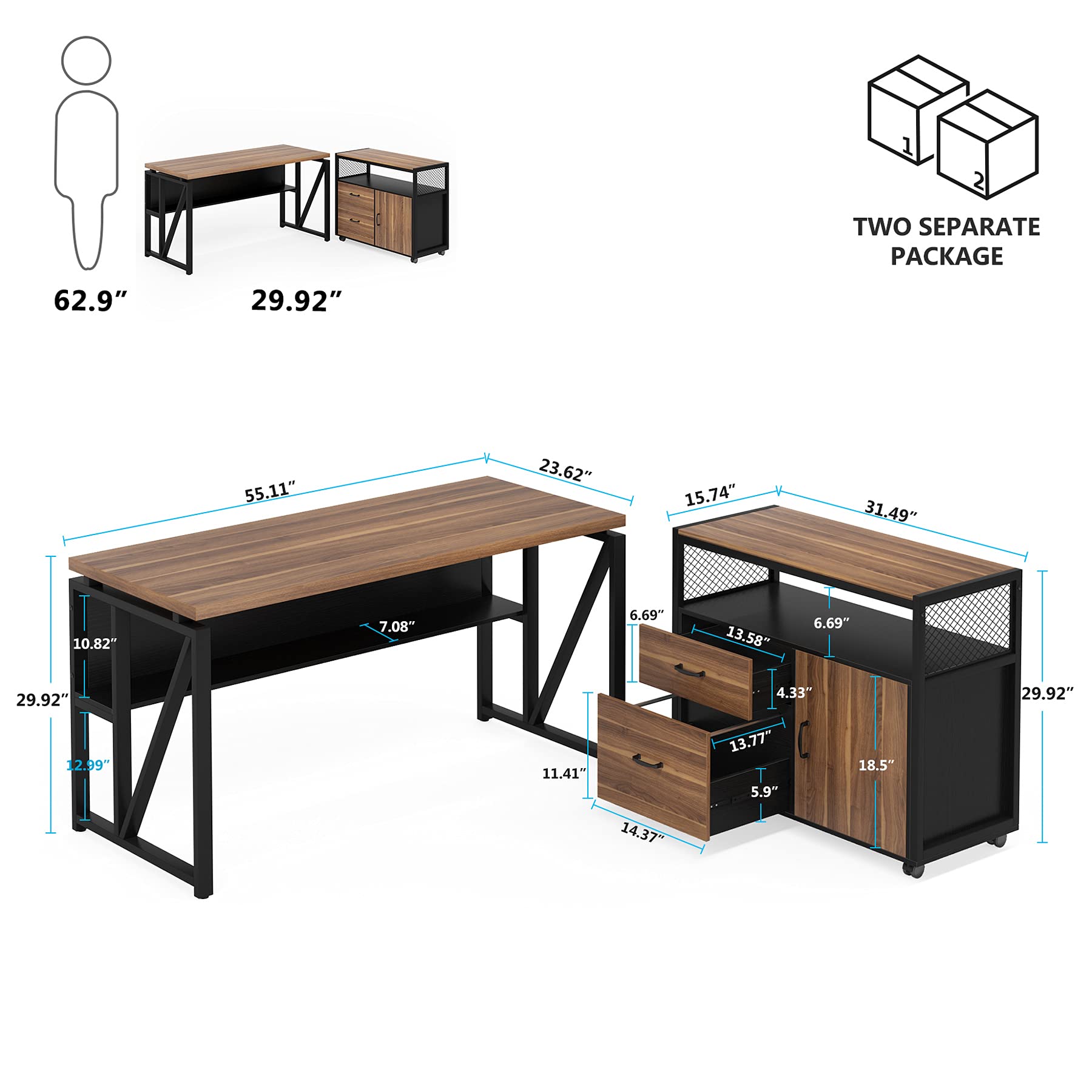 Tribesigns L Shaped Desk with Drawer 55 inches Executive Desk