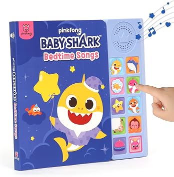 Baby Shark Bedtime Songs 10 Button Sound Book | Childrens Musical Sound Book | Interactive Learning Book for Toddlers 1-3 | Educational Storybook | Baby Shark Gift for Kids