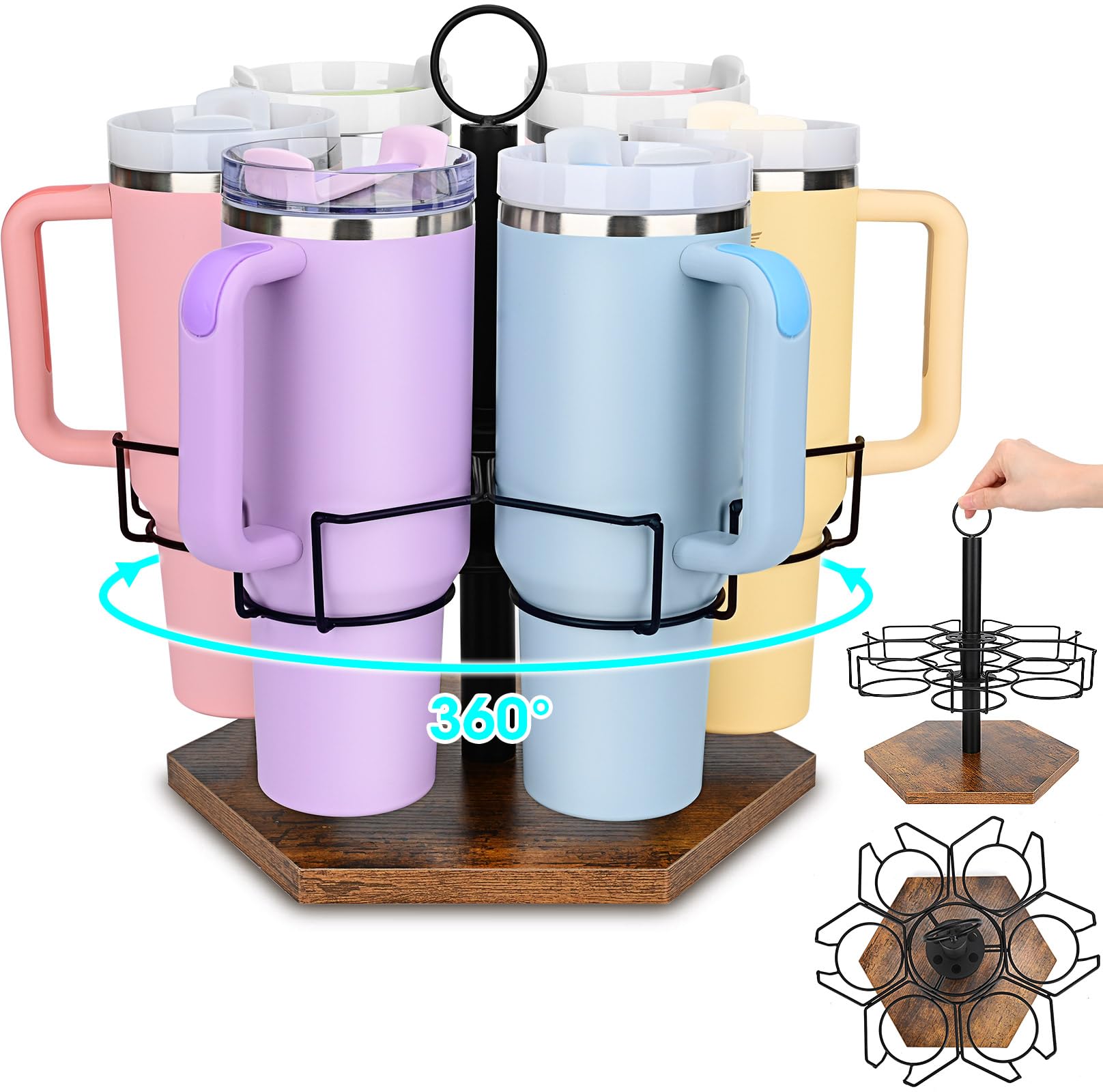 for Stanley Cup Holder Rotatable Tumbler Organizer 30/40oz Water Bottle Organizer Rack for Kitchen Cabinets, Easy-to Carry Kitchen Organizers & Storage for Stanley Cup Accessories