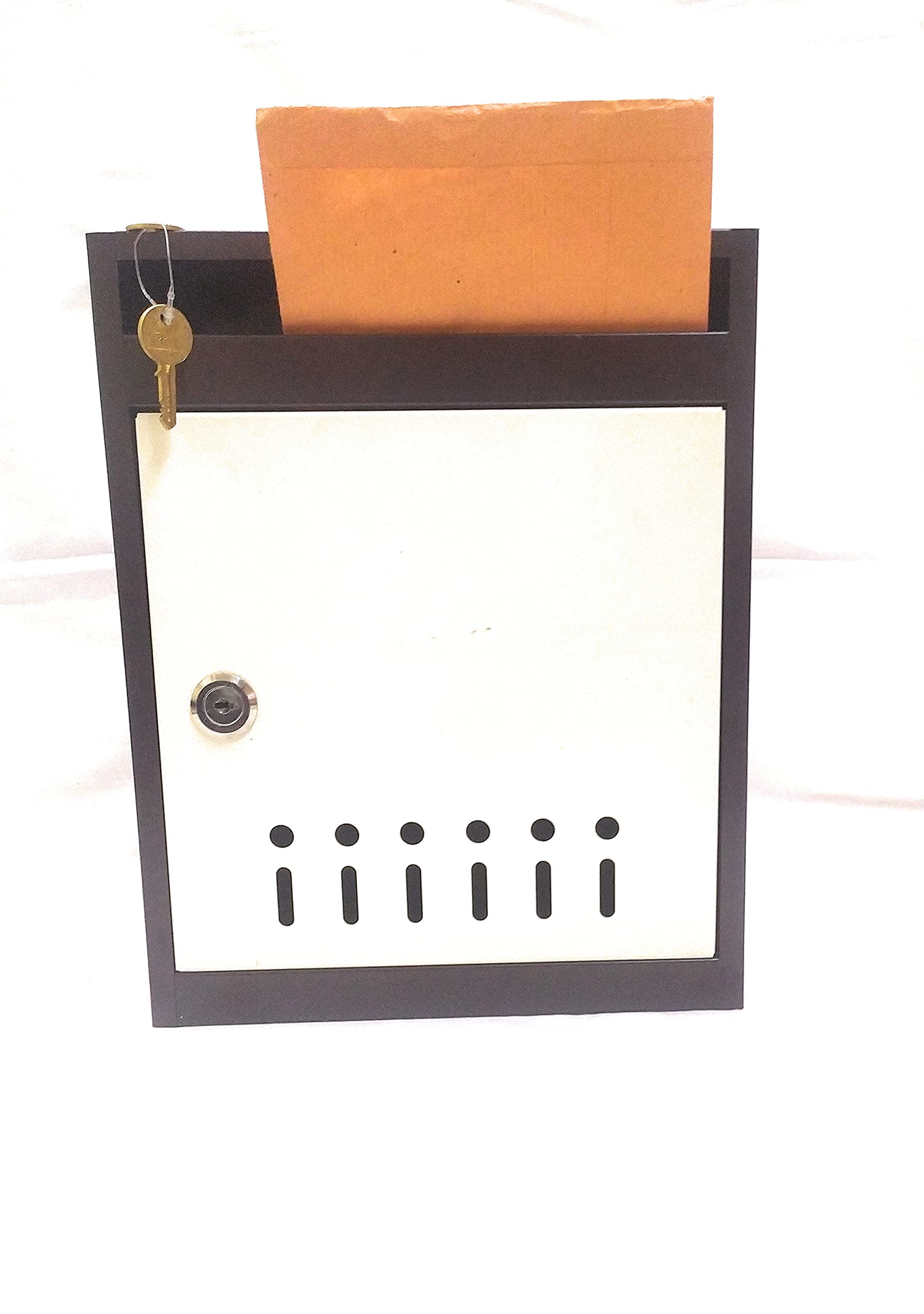 ATCO Extra Heavy Letter Box, Mail Box, Post Box White/Brown Color Double Powder Coated with M.S Extra Keys Brown with Ivory (White & Brown)-image-30