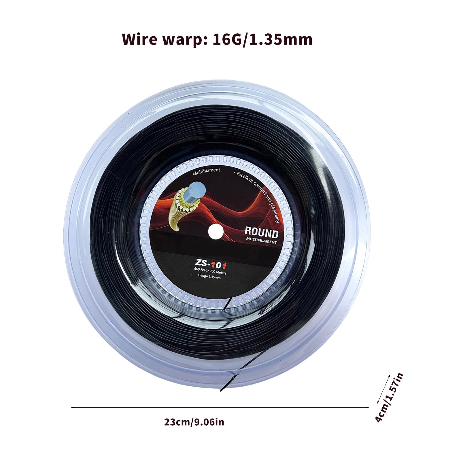 Bobina di corda da 200 m, diametro 1,35 mm, struttura morbida per controllo delle palline e corde da tennis comfort