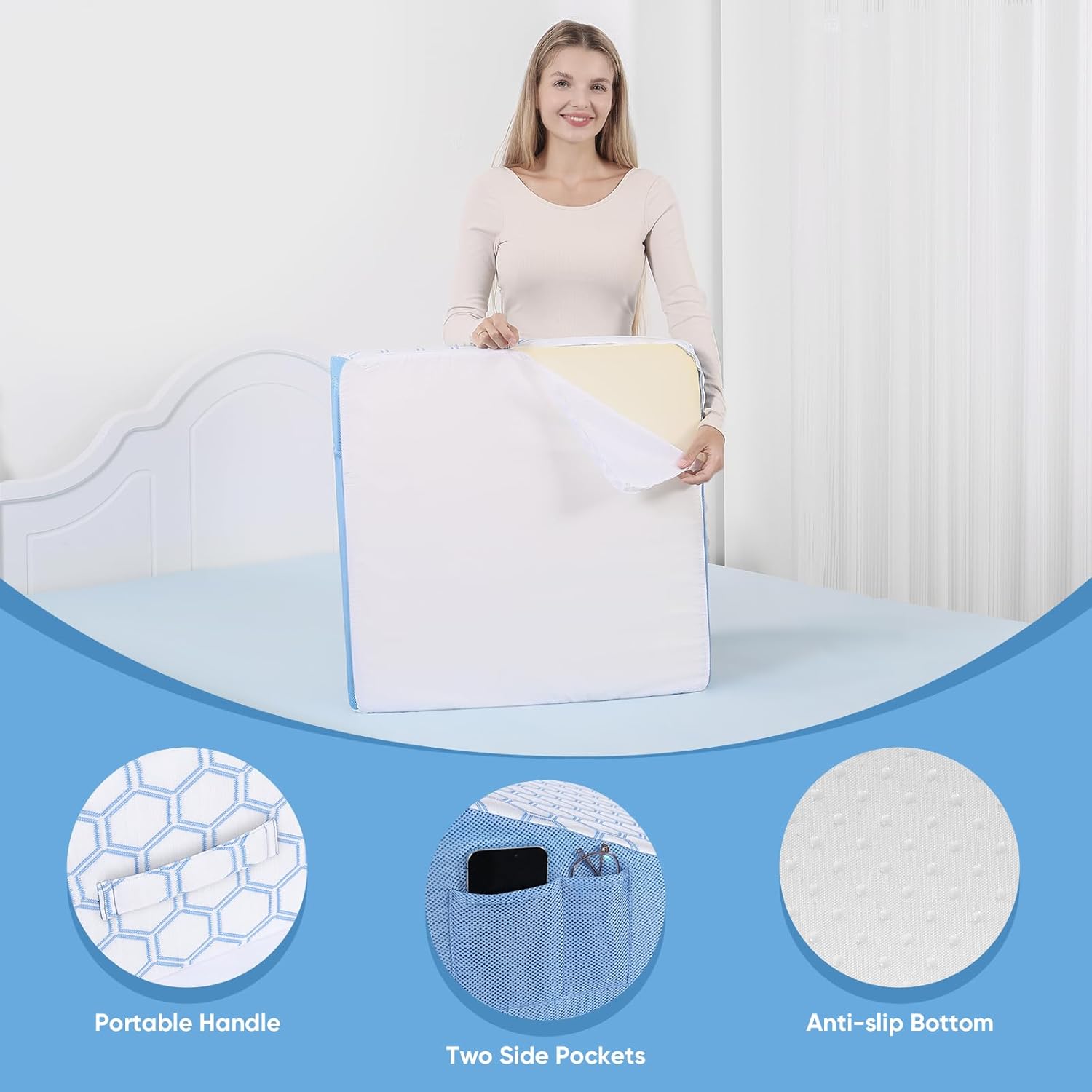 Forias Bed Wedge Pillow for Sleeping,12" Wedge Pillow for Acid Reflux Relief,Back Pain Relief,Snoring,Post Surgery Elevated Pillow, Memory Foam Top Triangle Pillow Wedge with Breathable Cooling Cover