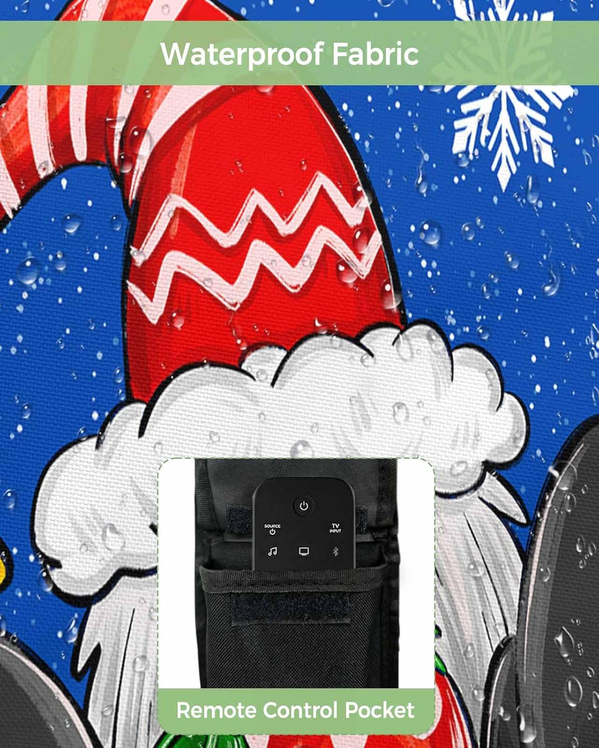 Christmas Snowflake Blue Outdoor TV Cover 60"-65" - 600D Waterproof TV Cover Weatherproof TV Screen Protector Dustproof Winter Gnomes Xmas Balls TV Display Protector for Outside Flat Screen TV