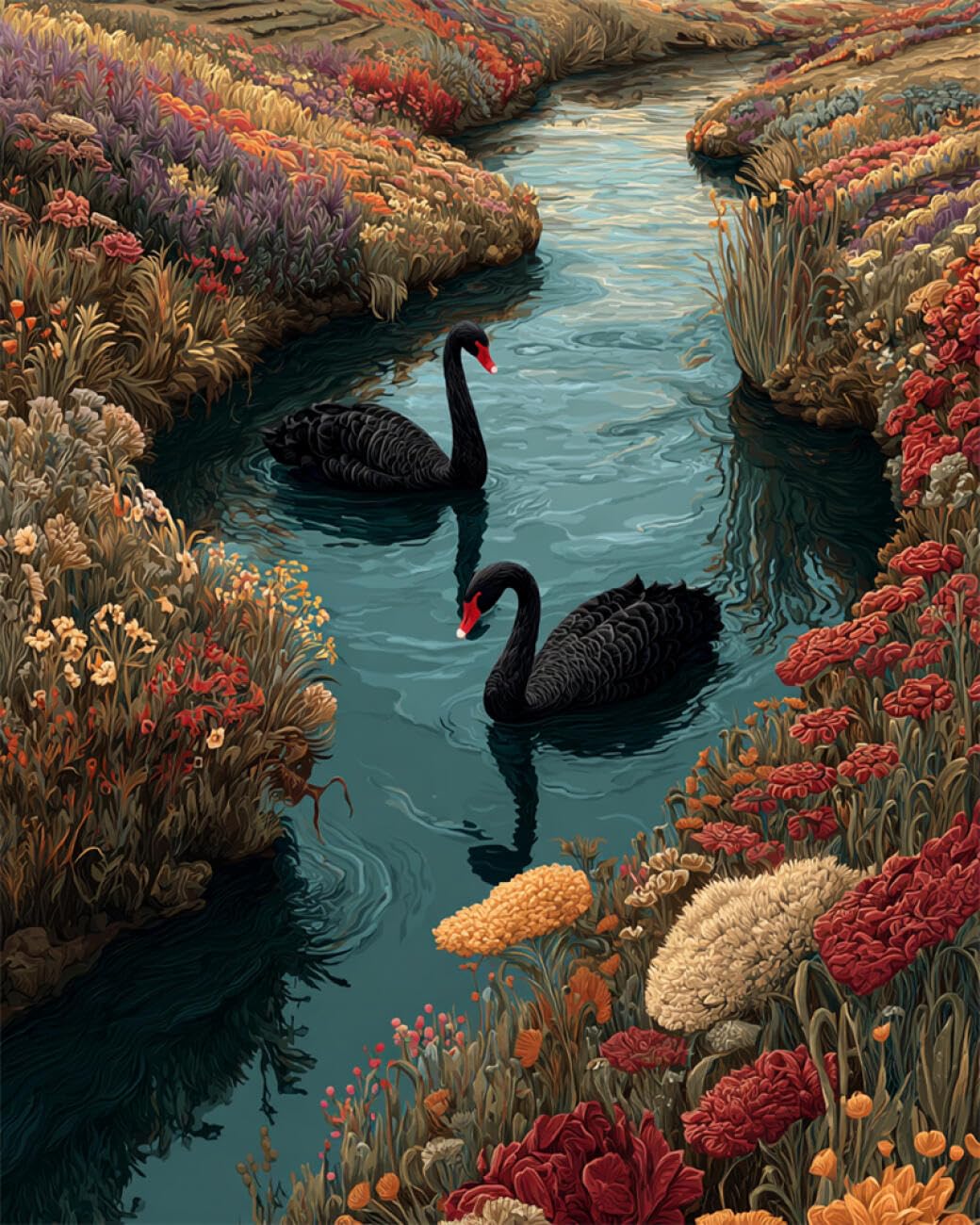 AYAOYANGGO Animal DIY Embroidery Beads Set Swans and Flowers Needlepoint Handcraft Kit DIY Beaded Painting 3D Tapestry Bead Cross Stitch Set 60x80cm