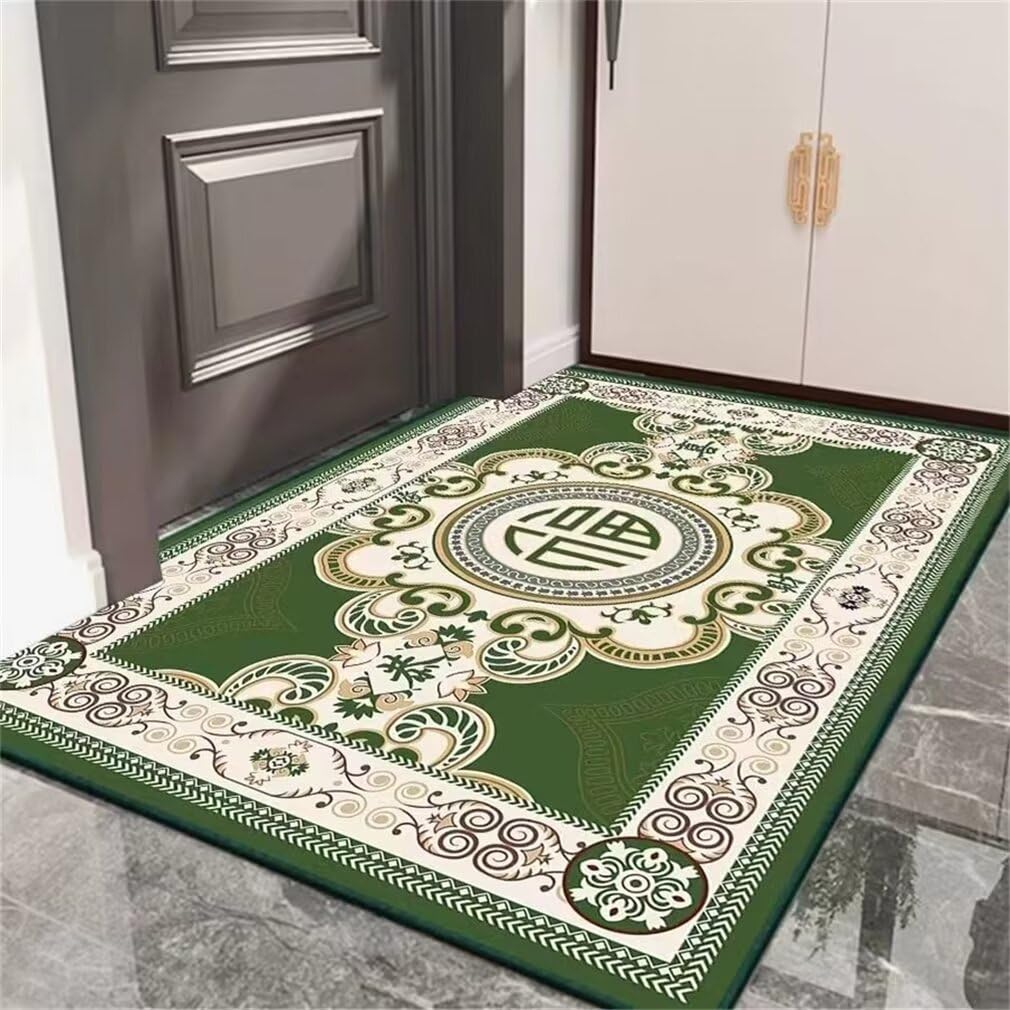 Tapis de couloir de salon durable vert 120x190cm motif floral classique
