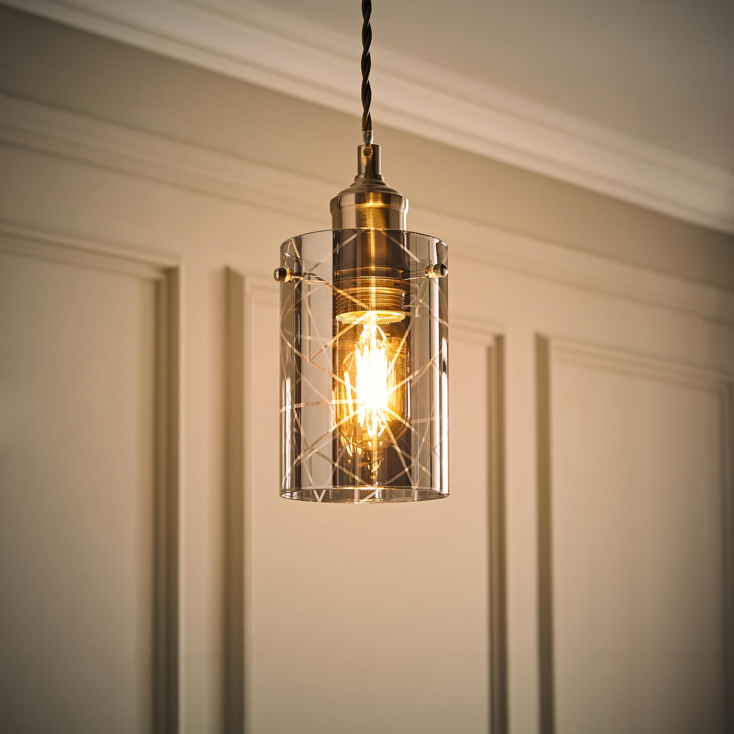 Valuelights Smoked | Easy Fit Glass Ceiling Pendant Light Shade Bedroom Hallway Lampshade | Ceiling Lights, Home Décor & Improvement Essential