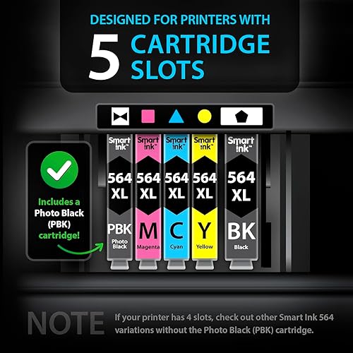 Miniatura 2 de Smart Ink Cartucho de tinta de repuesto compatible para HP 564 XL 564XL 564XL High Yield 10 Combo Pack (2 negros, 2PBK y 2 CMY) para Photosmart 6525