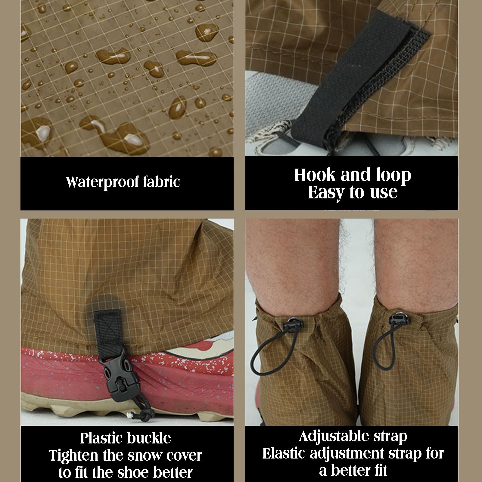 Polainas Ajustables For Hombres Y Mujeres, For Senderismo, Escalada, Caza Y Nieve, con Bolsa De Almacenamiento, Talla Única.(Black)