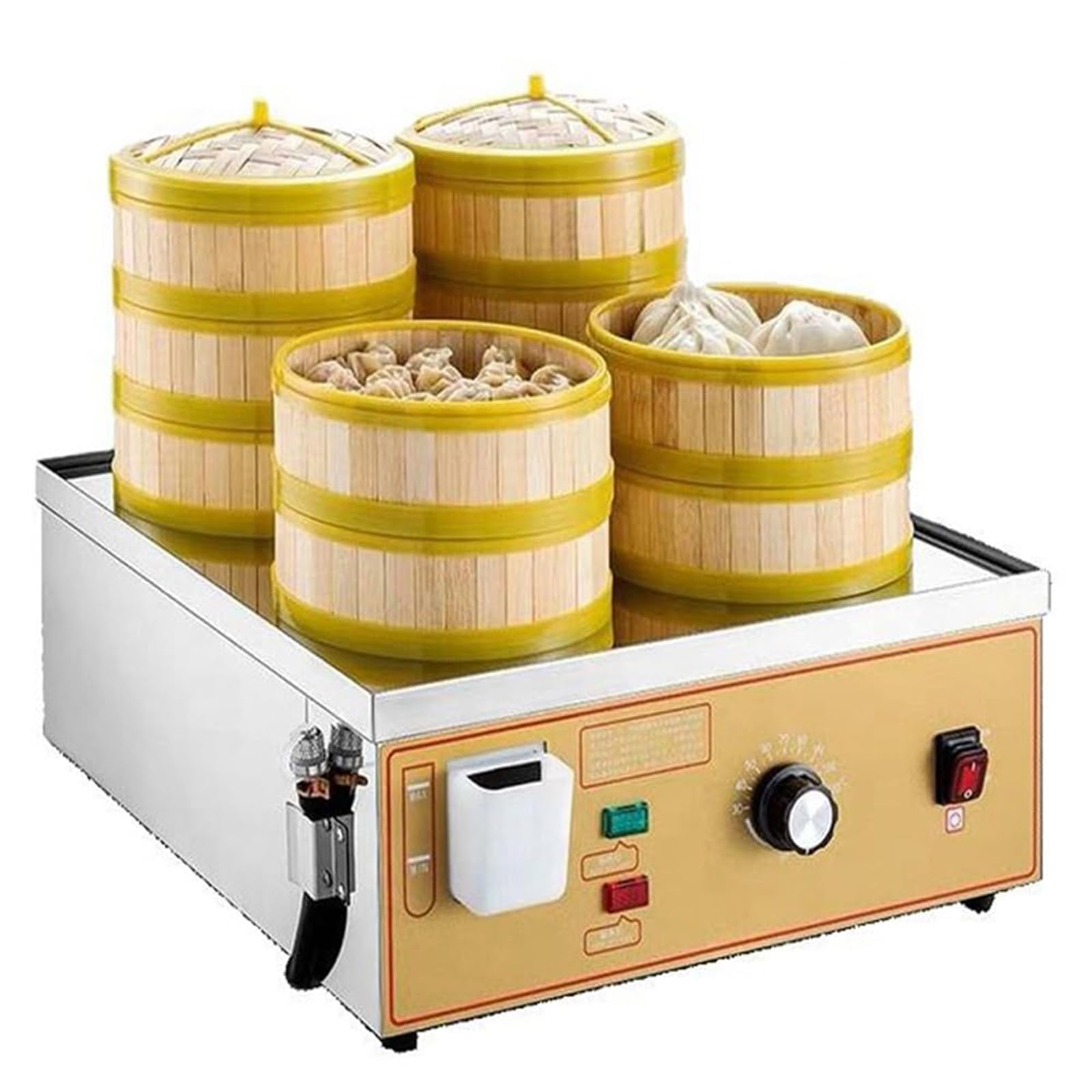 Vaporera Eléctrica De Cuatro Orificios, Máquina Comercial para Bollos Al Vapor, Máquina De Acero Inoxidable para Cocinar Al Vapor Alimentos En El Hogar