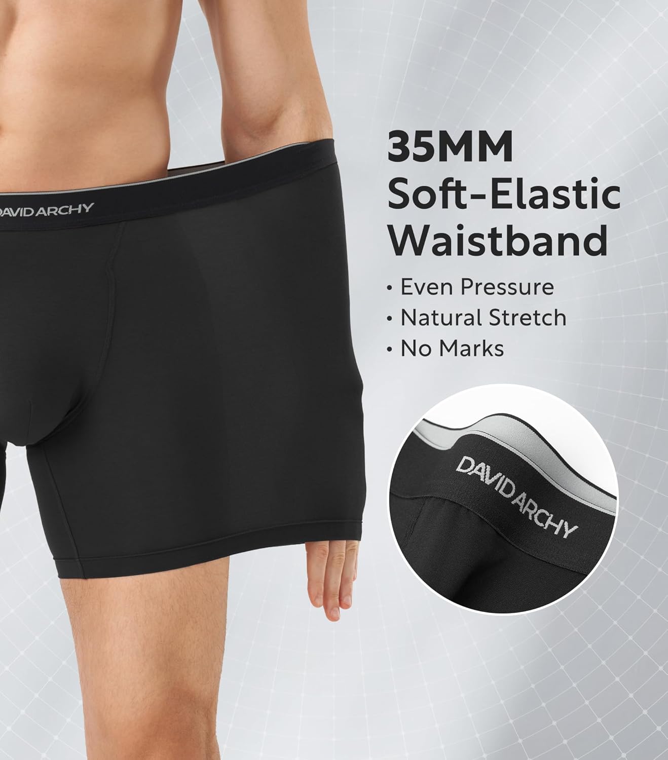 DAVID ARCHY Mens Underwear Breathable Second Skin Soft Modal Boxer Briefs for Men Pack, Wide Waistband No Ride Up - Image 3
