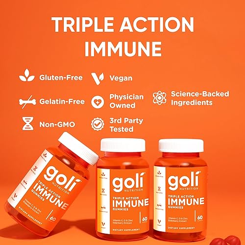 Miniatura 9 de Goli Gomitas de vitaminas inmunológicas, 60 unidades, saúco, vitamina C, D y zinc, veganas, sin OMG, sin gluten y sin gelatina, paquete de 1