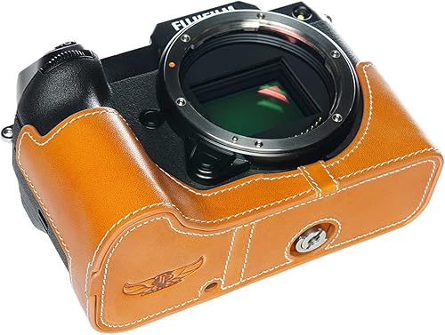 Miniatura 7 de Hecho a mano de cuero auténtico medio cámara caso bolsa cubierta para FUJIFILM GFX 100S color verde