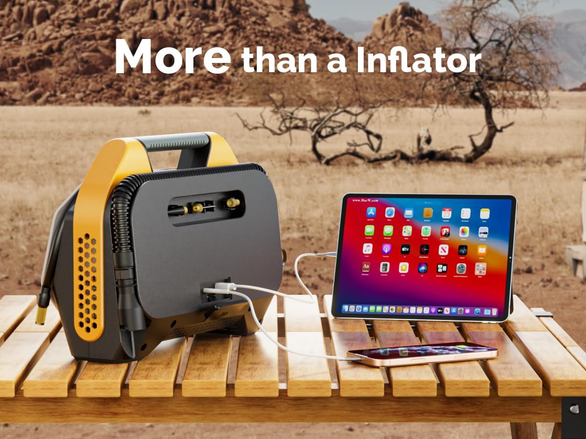 Rosewill Vortex RS6C Cordless Tire Inflator Portable Air Compressor, 160 PSI Air Pump for Car Tires with 15600 mAh Battery, 100% Duty Cycle & Dual Cylinder, Air Pump for Heavy-Duty Vehicle, Orange - Image 6