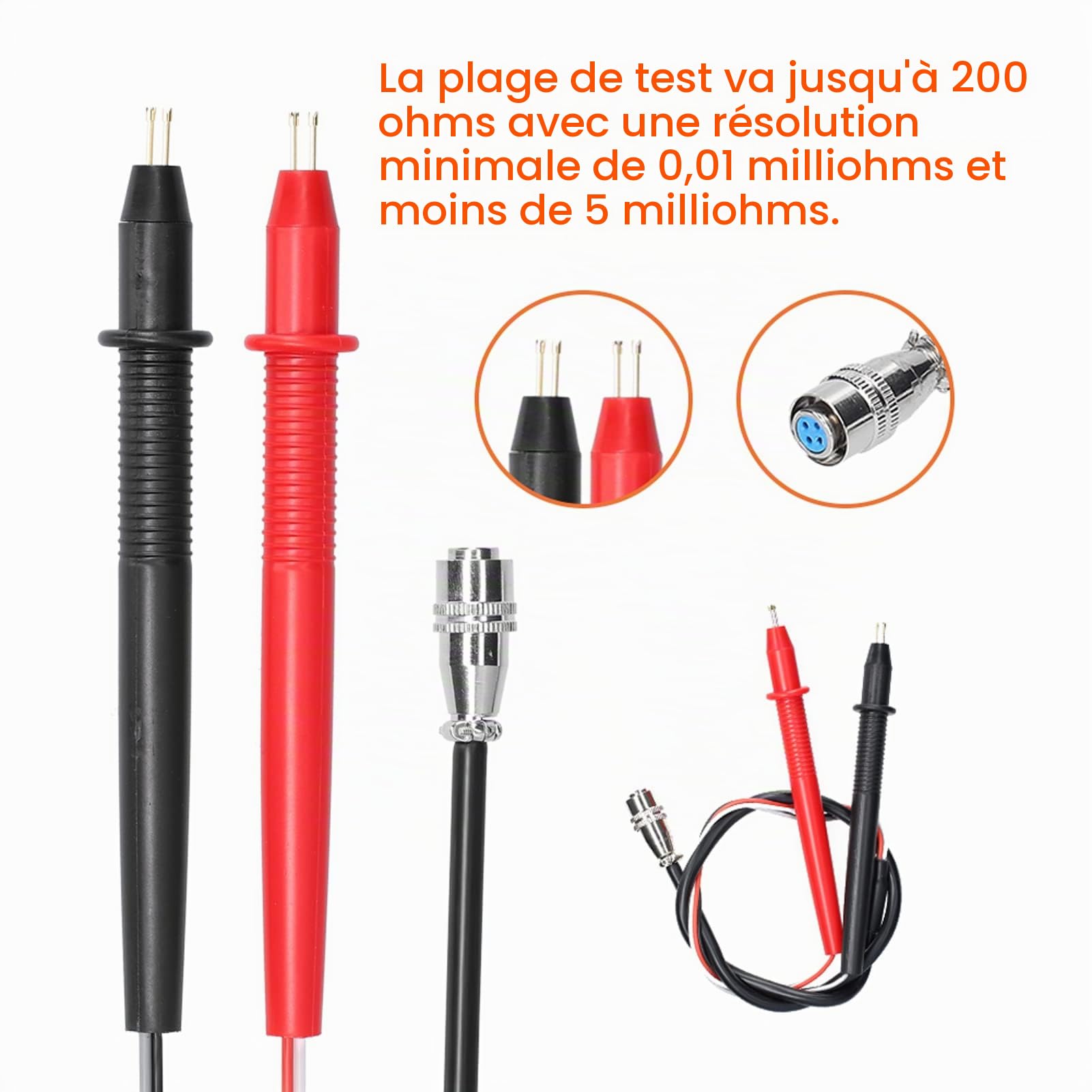 Testeur de résistance interne de batterie, testeur de résistance interne à quatre fils, plage de test 200 ohms, testeur complet de performances de résistance interne rapide et de haute précisi