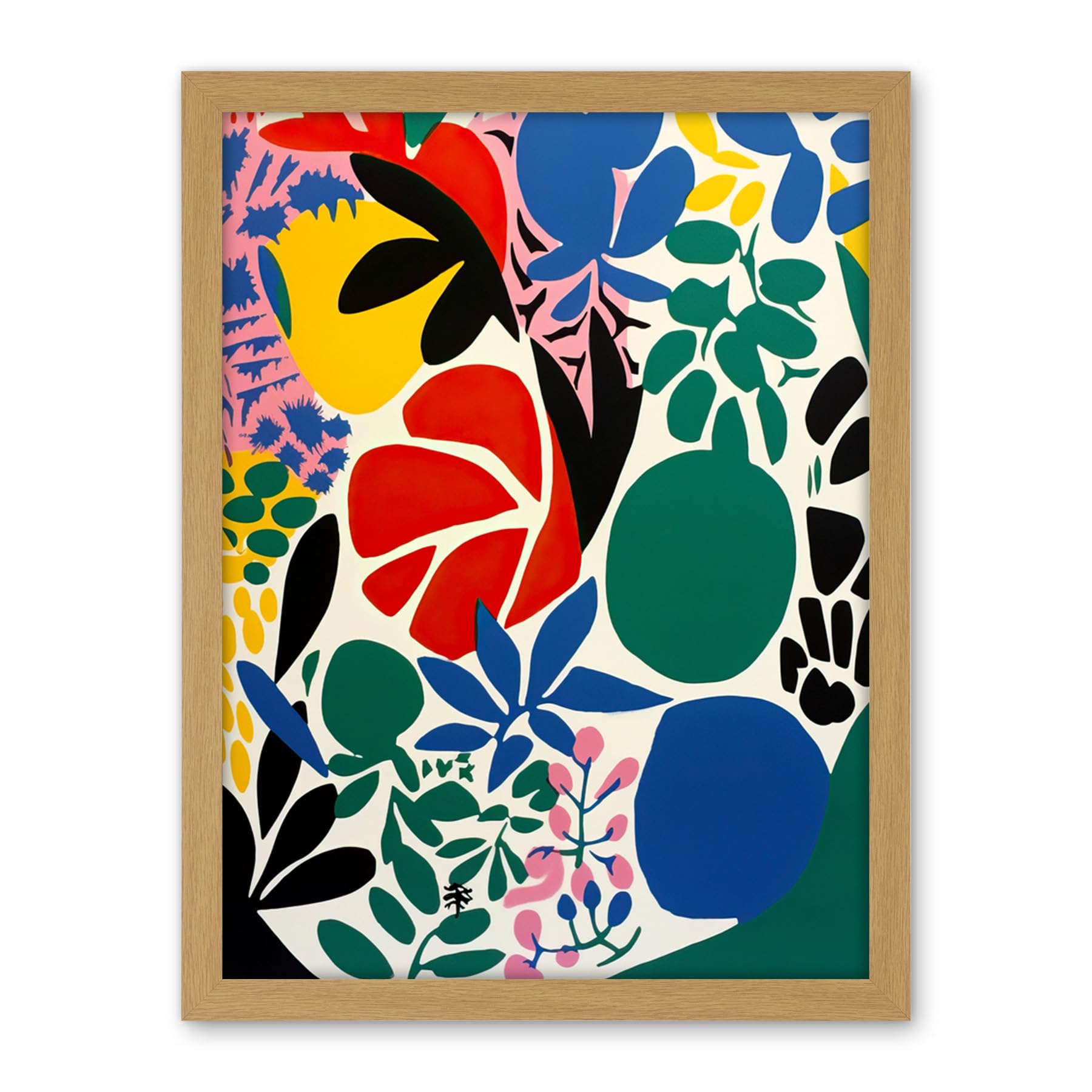 Artery8 Botanical Garden Henri Matisse Inspired Acrylic Painting Abstract Bright Shapes Artwork Framed Wall Art Print 18X24 Inch