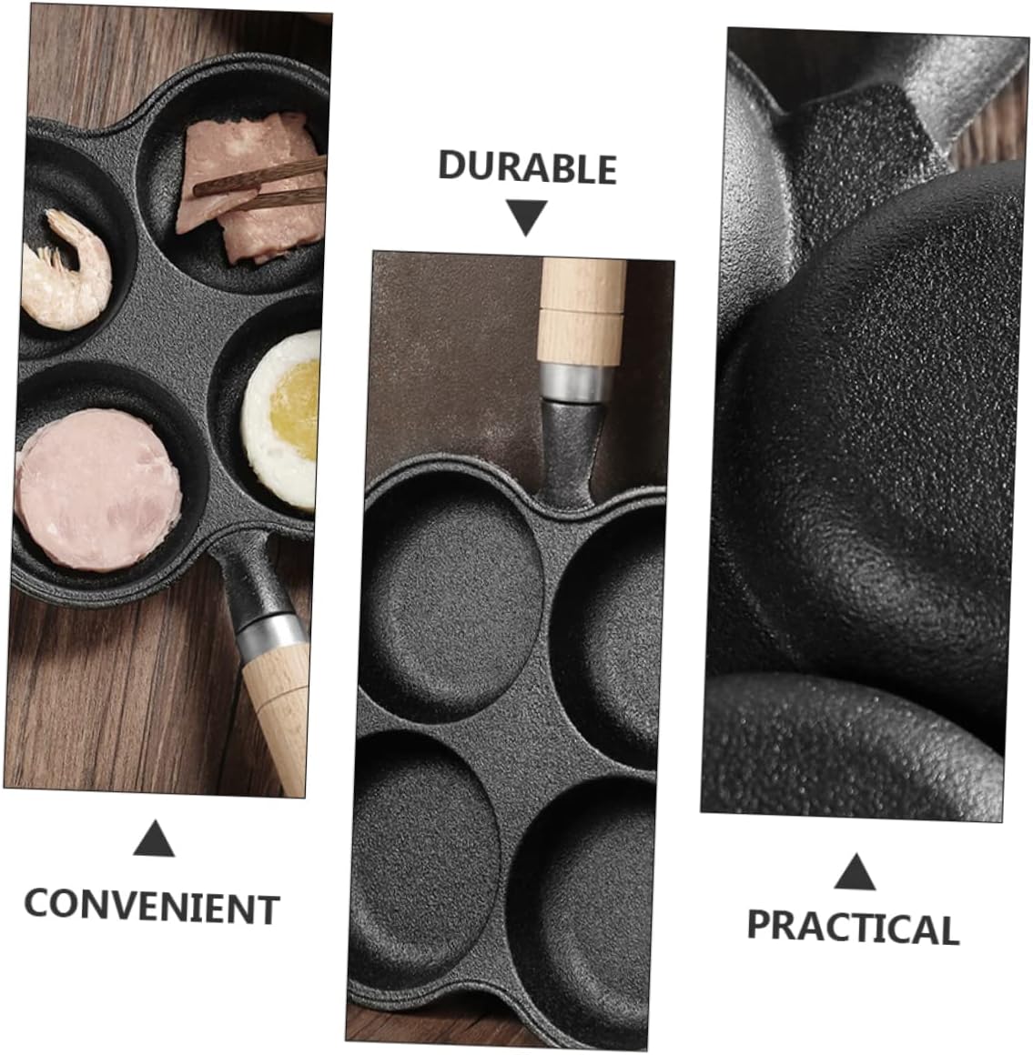 Non Stick Egg Pan Easy to Use Poached Fried Egg Cooker Kitchen Tool Sturdy Iron Frying Pan